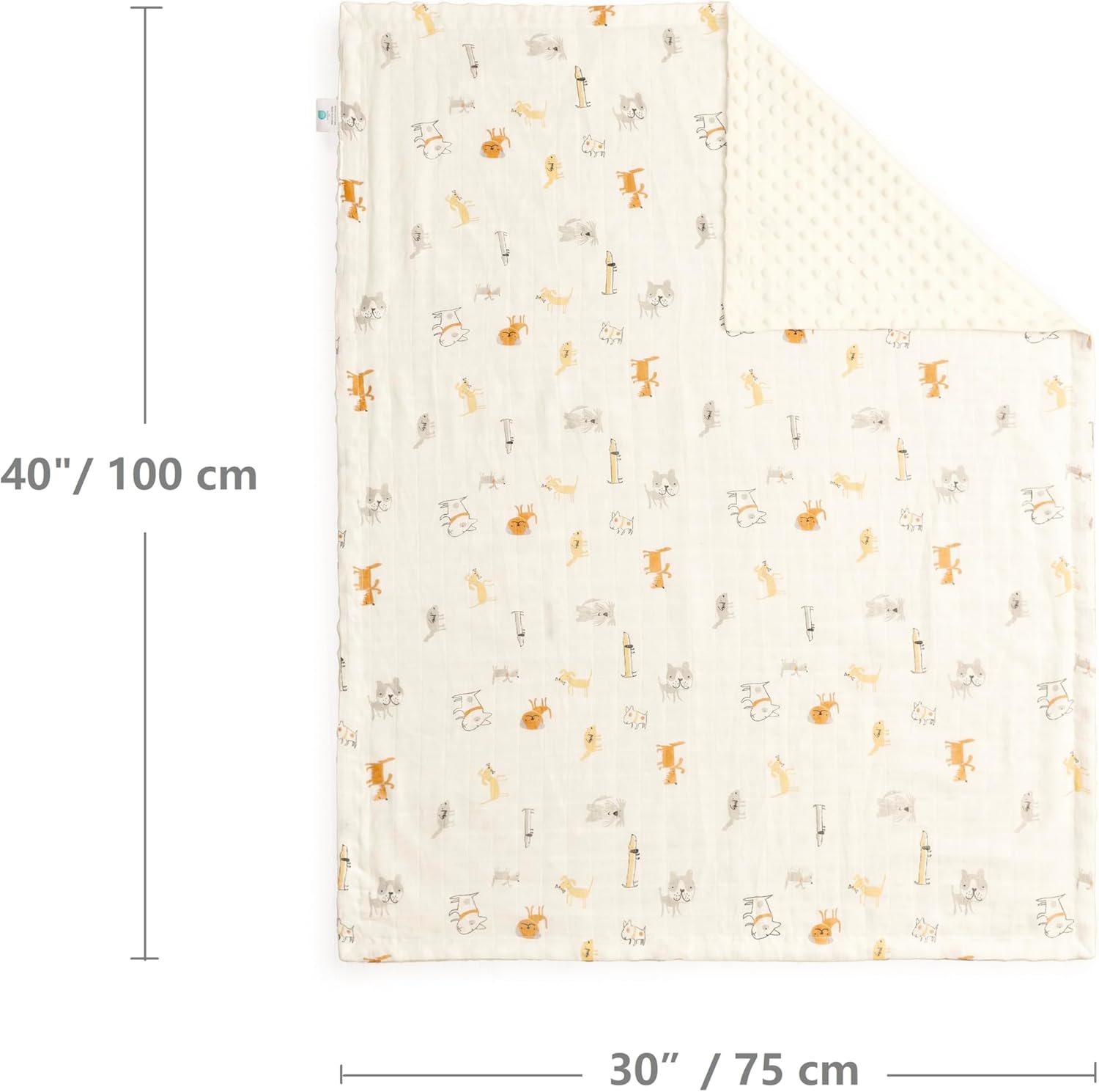 Detalle de CREVENT Organische Musselin-Baumwolldecke für Neugeborene 75×100 cm – vielseitig einsetzbar, weiche Mink-Rückseite