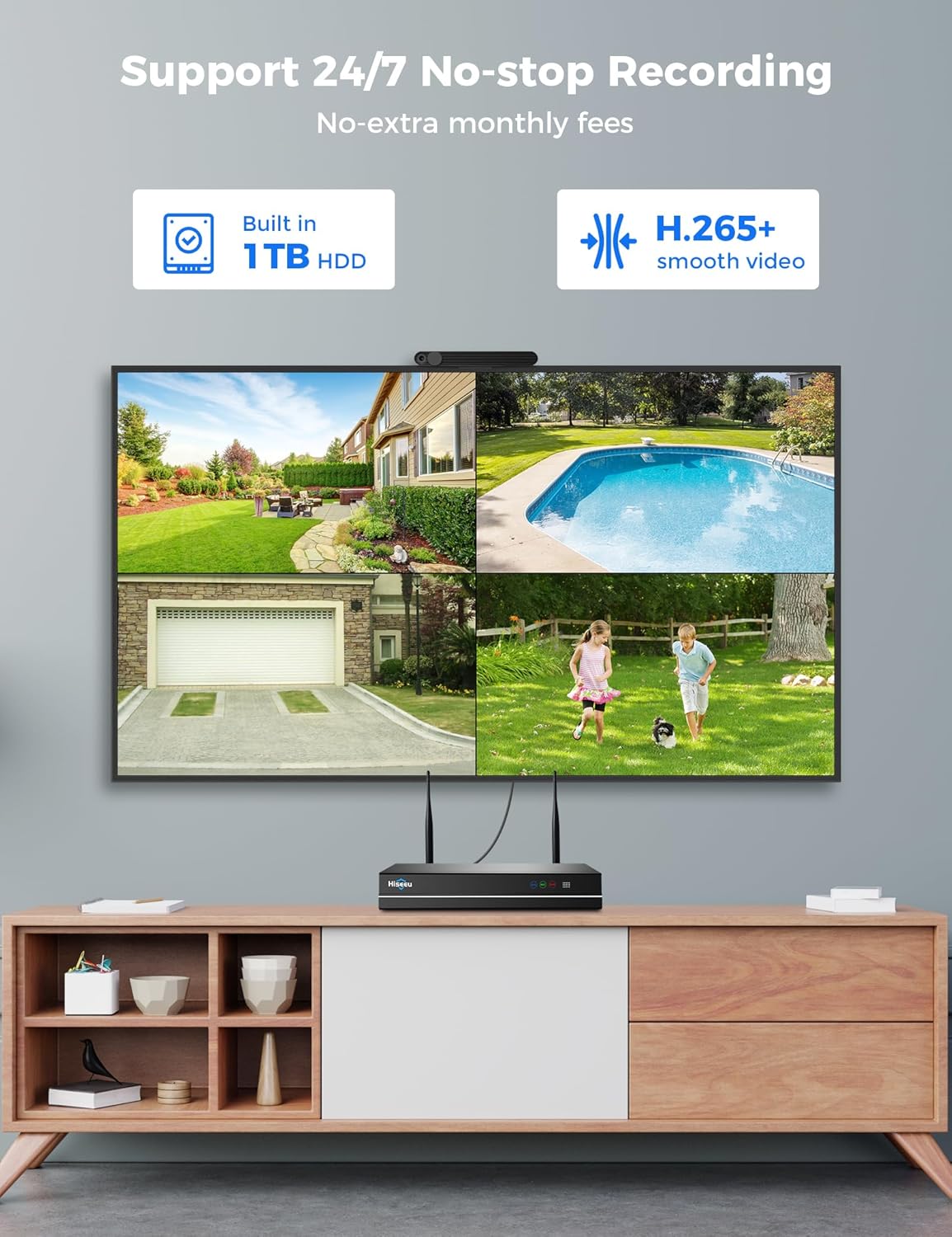 Detalle 2 de Hiseeu Wireless Security Cameras Pro 1TB