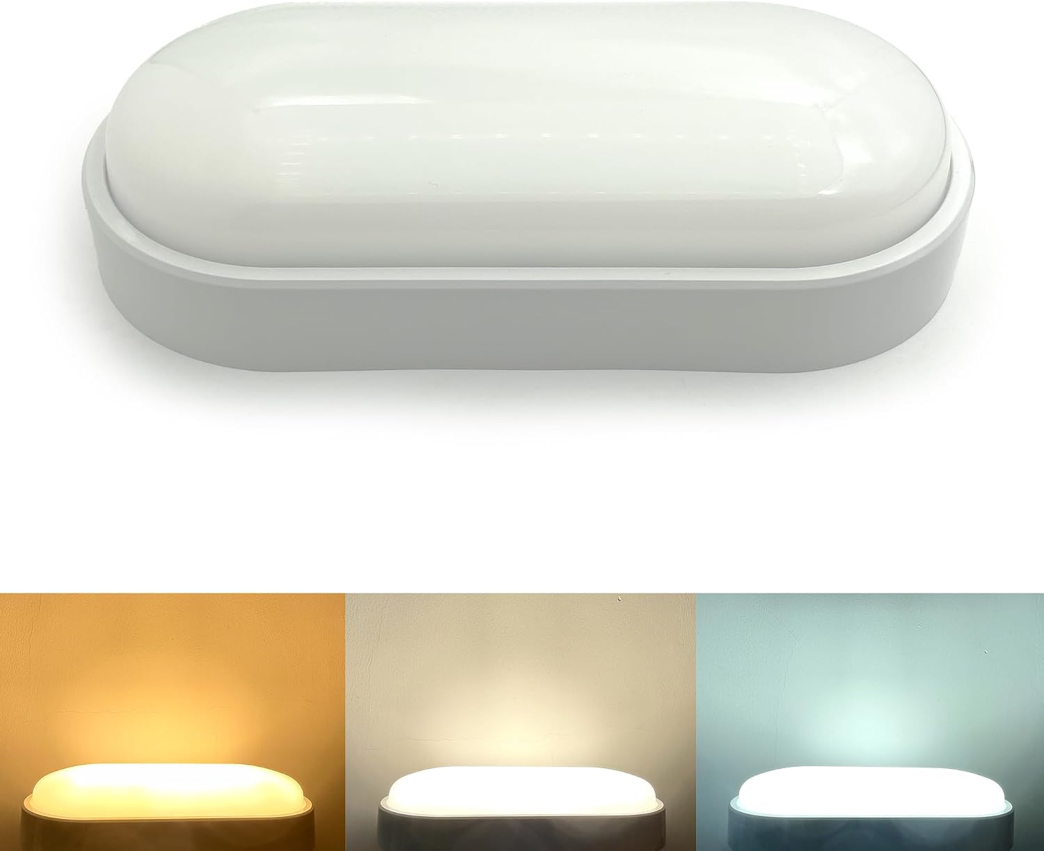 Detalle de LED Kellerleuchte Oval 14W 1600 lm – IP54 Feuchtraumleuchte mit verstellbarer Farbtemperatur