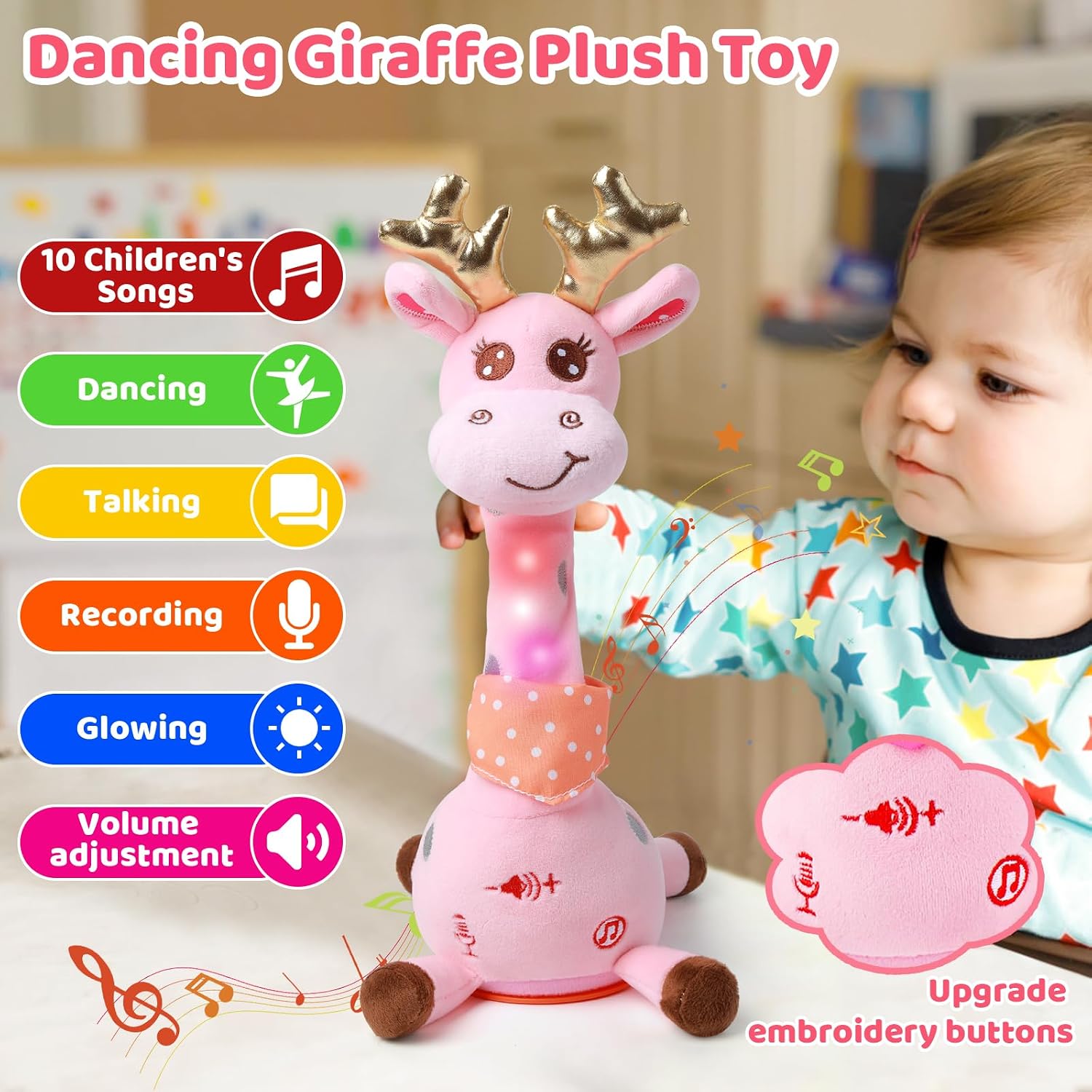 Thumbnail 2 de seOSTO Volume Control Singing Giraffe 12.6in