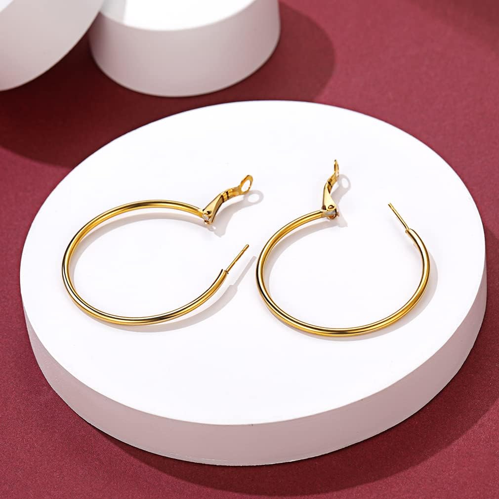 Thumbnail 6 de FaithHeart Boucles d'Oreilles Créoles Inoxydables Doré 40 mm – Hypoallergéniques, 316L