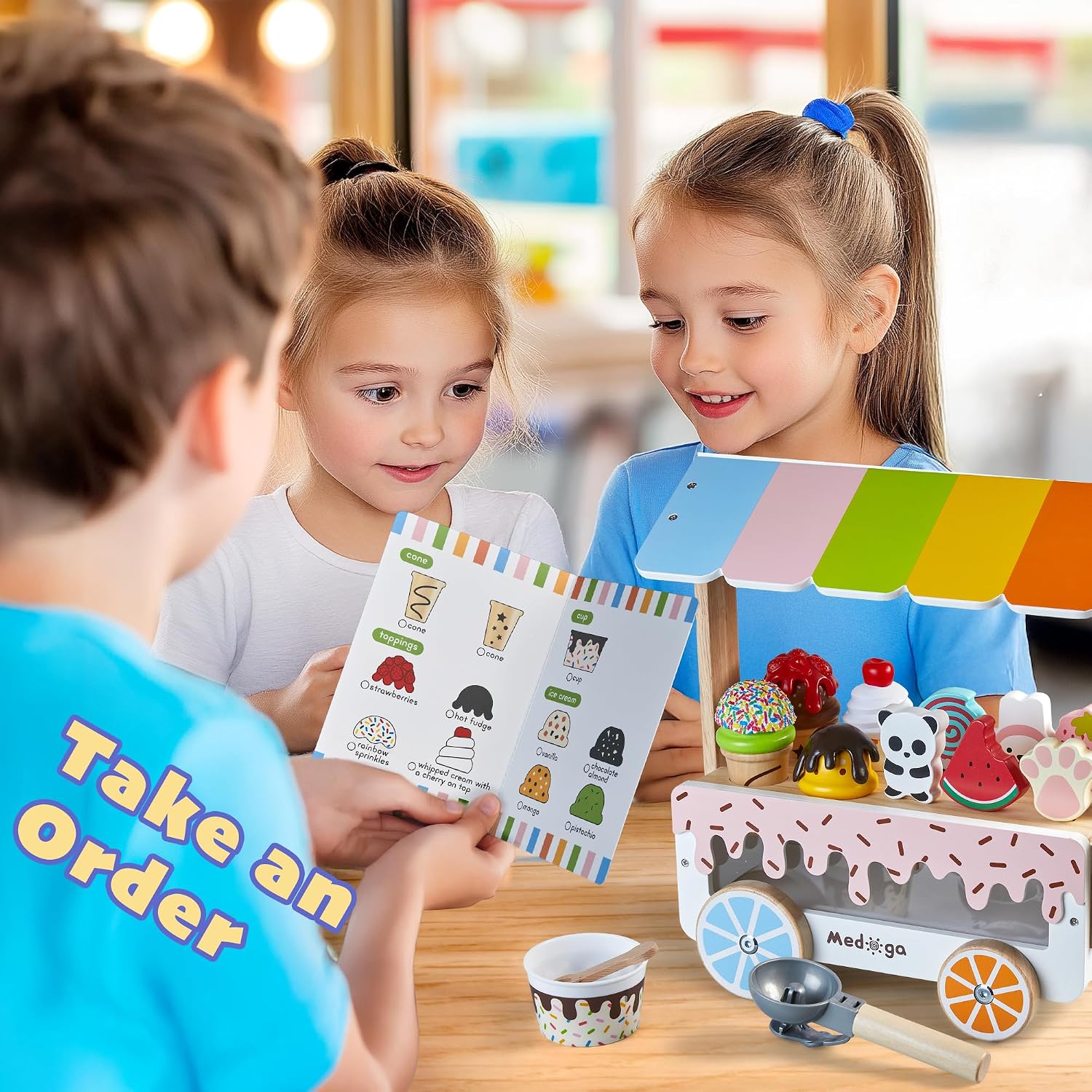Thumbnail 5 de Carrello gelato in legno giocattolo per bambine đźšš