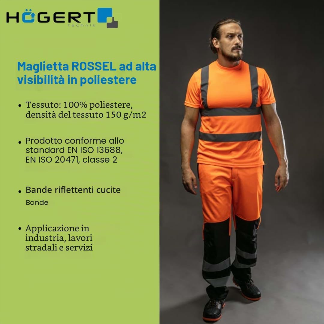 Detalle 2 de Högert Technik HT5K339-M T-Shirt da Lavoro Arancione, Uomo M