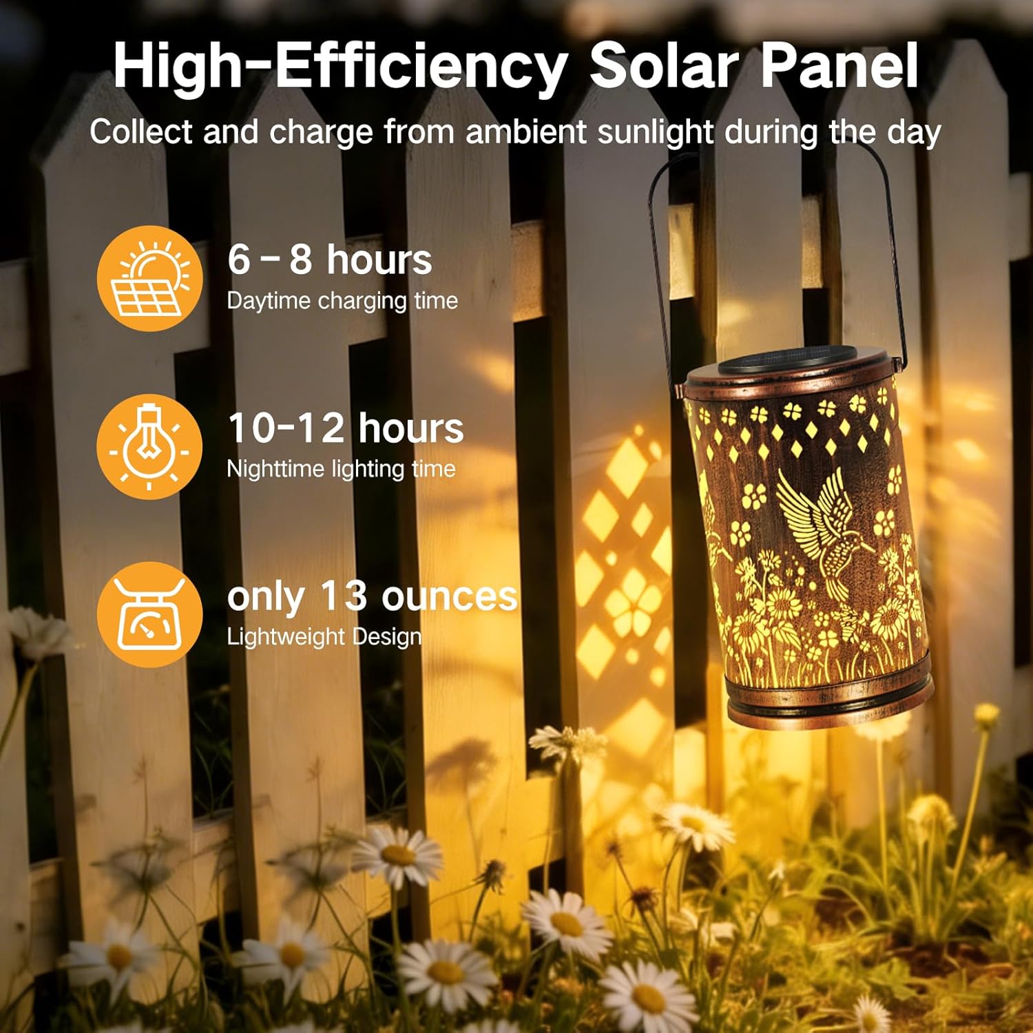 Thumbnail 2 de OUTONLIFE Hummingbird Solar Lantern: Vintage Metal Garden Light for Outdoor Spaces