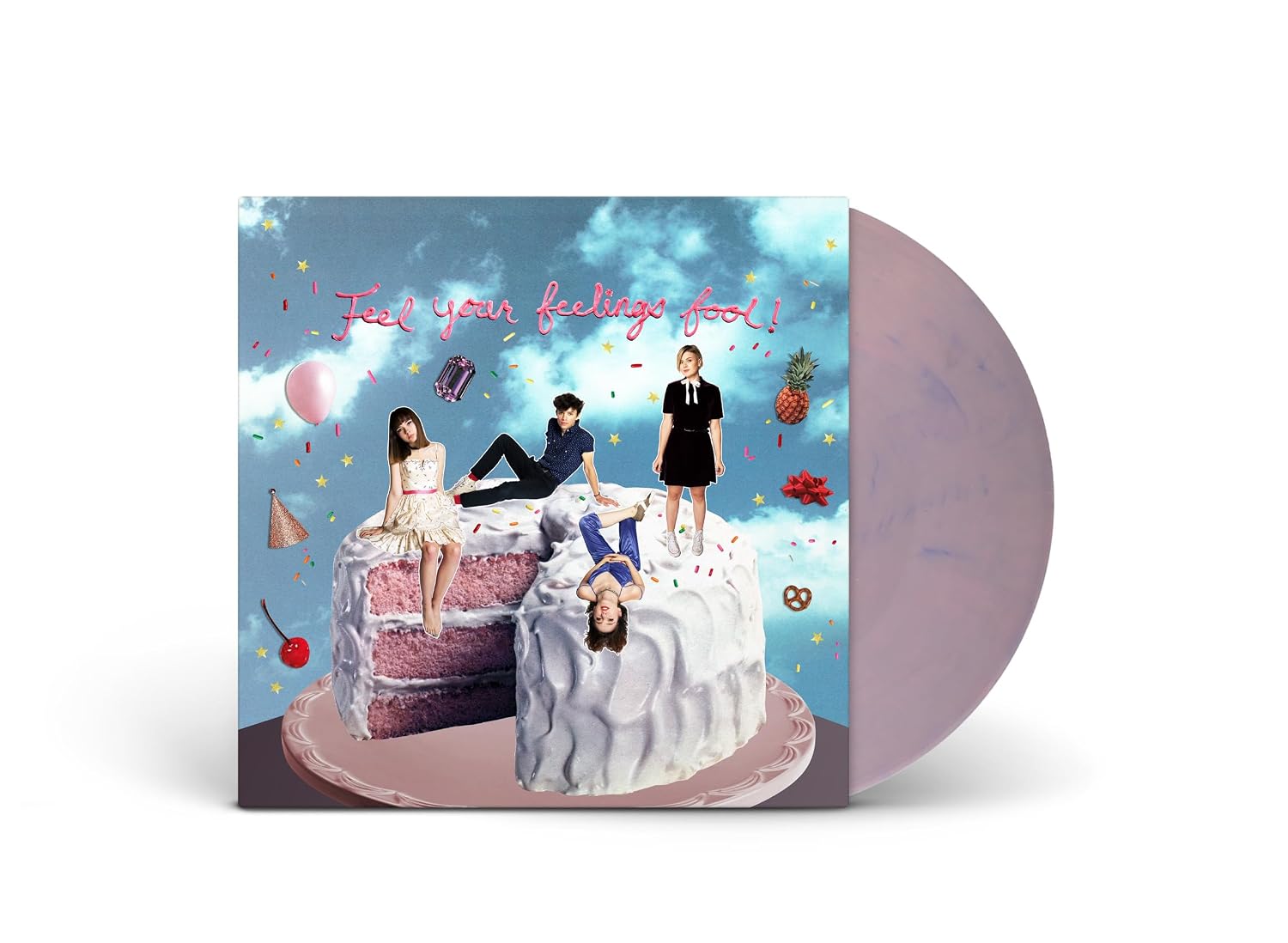 Detalle de The Regrettes Feel Your Feelings Fool! Vinyl, Marbled Blue and Pink