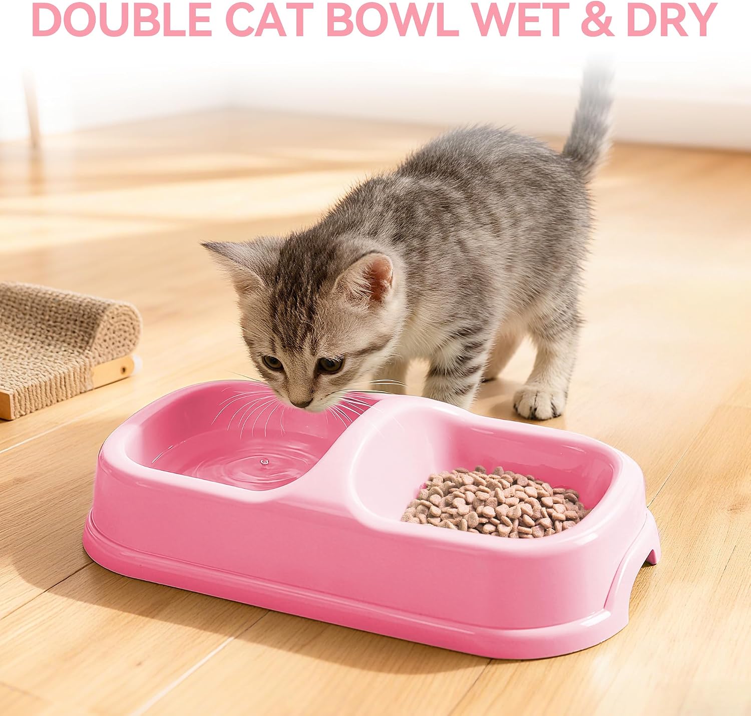 Detalle de PAWISE Cat Accessories Set of 4: Litter Tray, Litter Scoop, Bowl and Kitten Toy in Pink