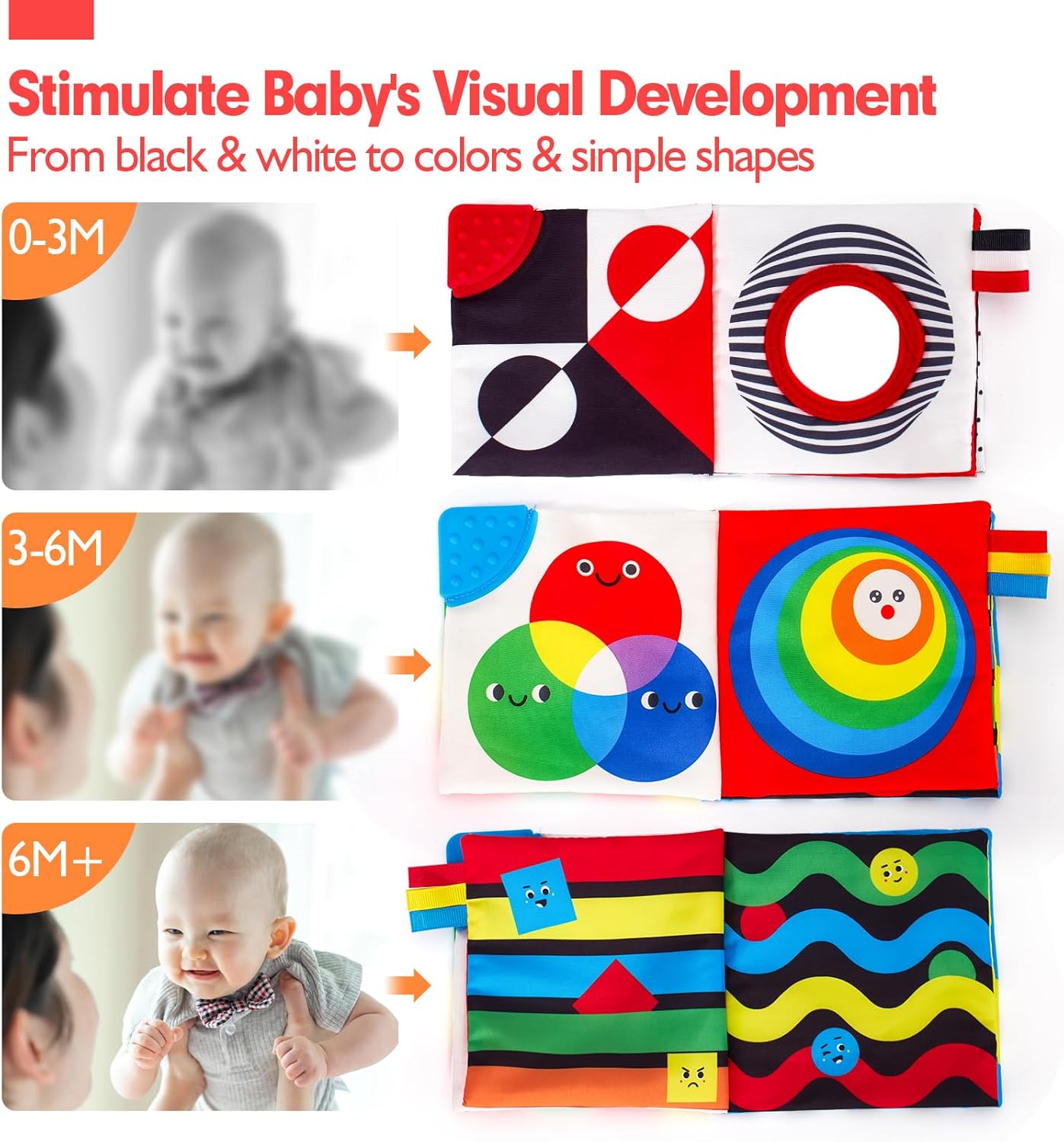 Detalle 2 de hahaland 2 Pack Baby Toys high-contrast soft books