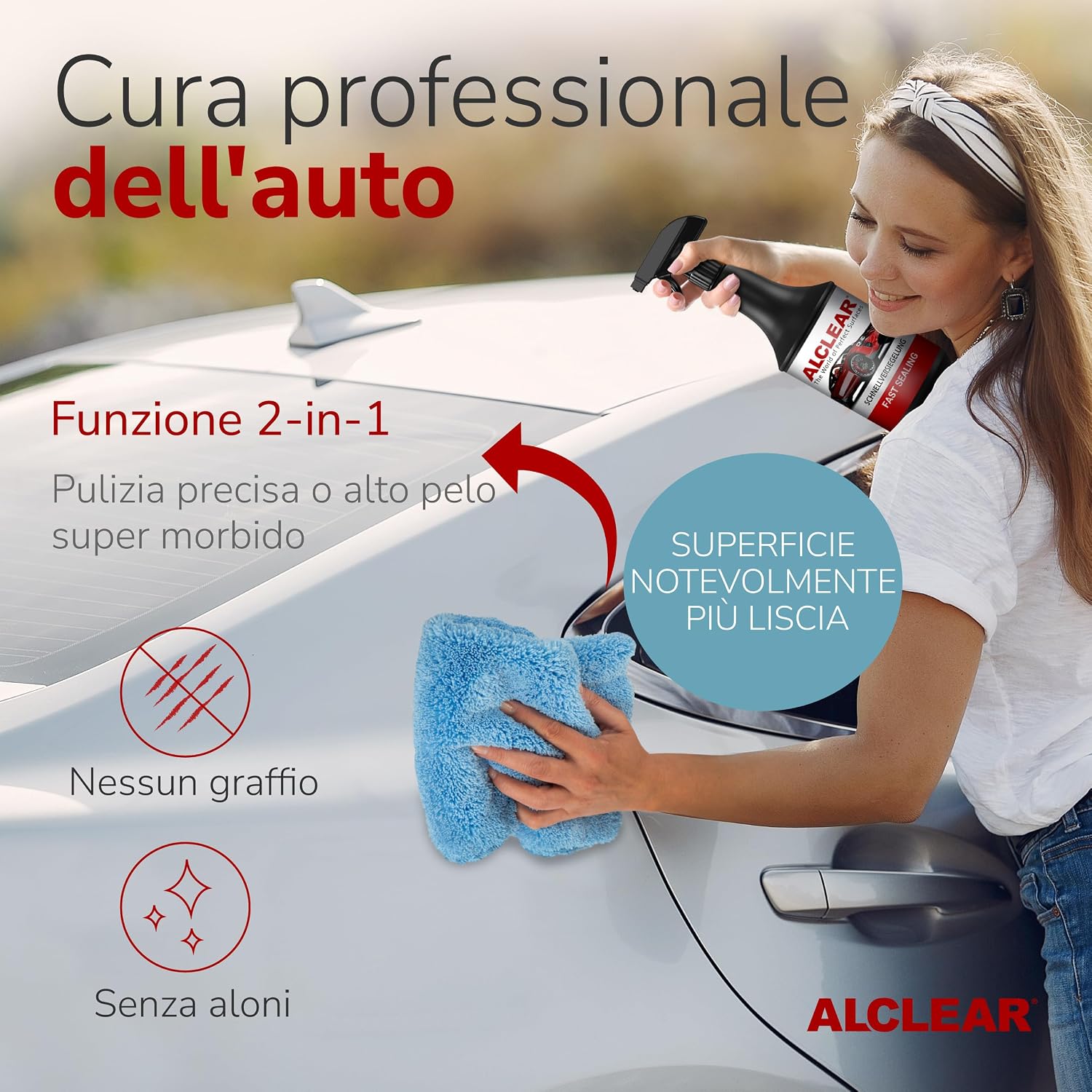 Detalle 2 de ALCLEAR 71100SV Cera per Auto a Presa Rapida in Spray con Panno in Microfibra — protezione e lucentezza istantanea