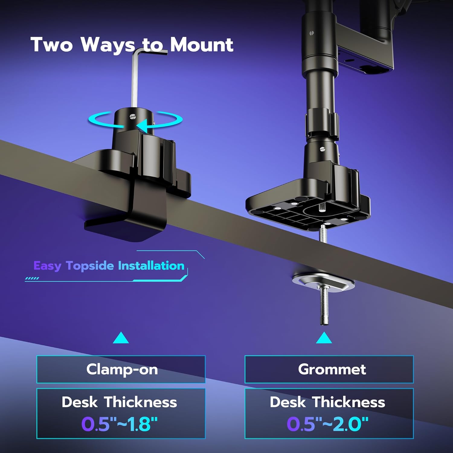 Thumbnail 6 de ARES WING Dual Monitor Arm Desk Mount for 17-49 Inch Ultrawide Monitors