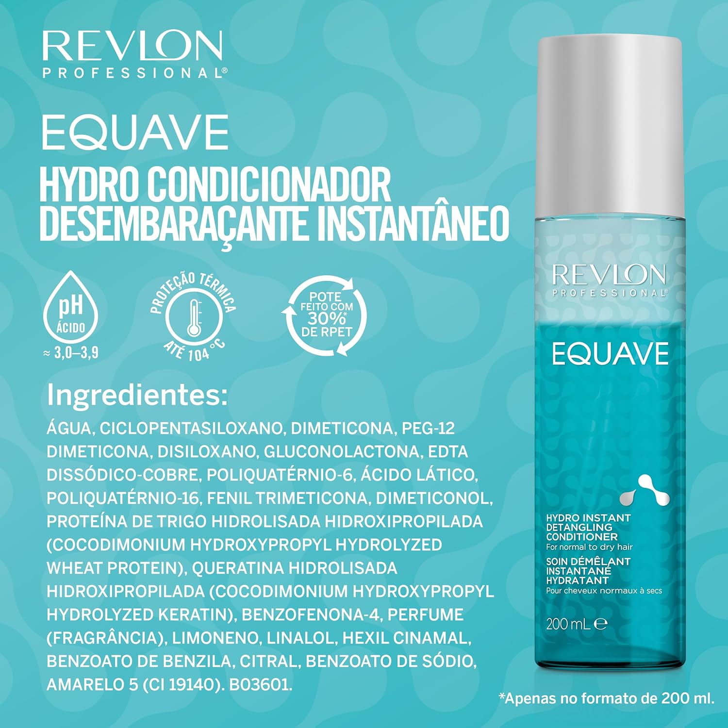 Detalle de Revlon Professional Equave Hydro Bi-Phase Detangling Conditioner – Balsamo senza Risciacquo per Capelli Normali/Secchi 200 ml