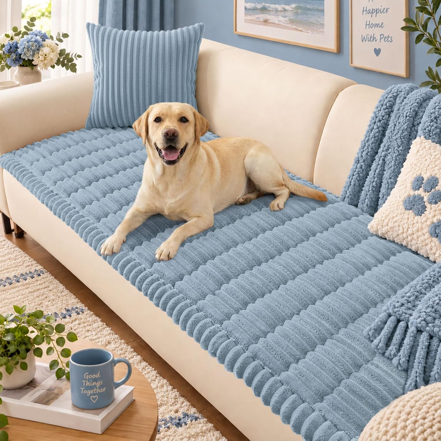 Detalle de Smiry 27.6" x 70.9" Couch Cover for Dogs, Washable Polyester Protector