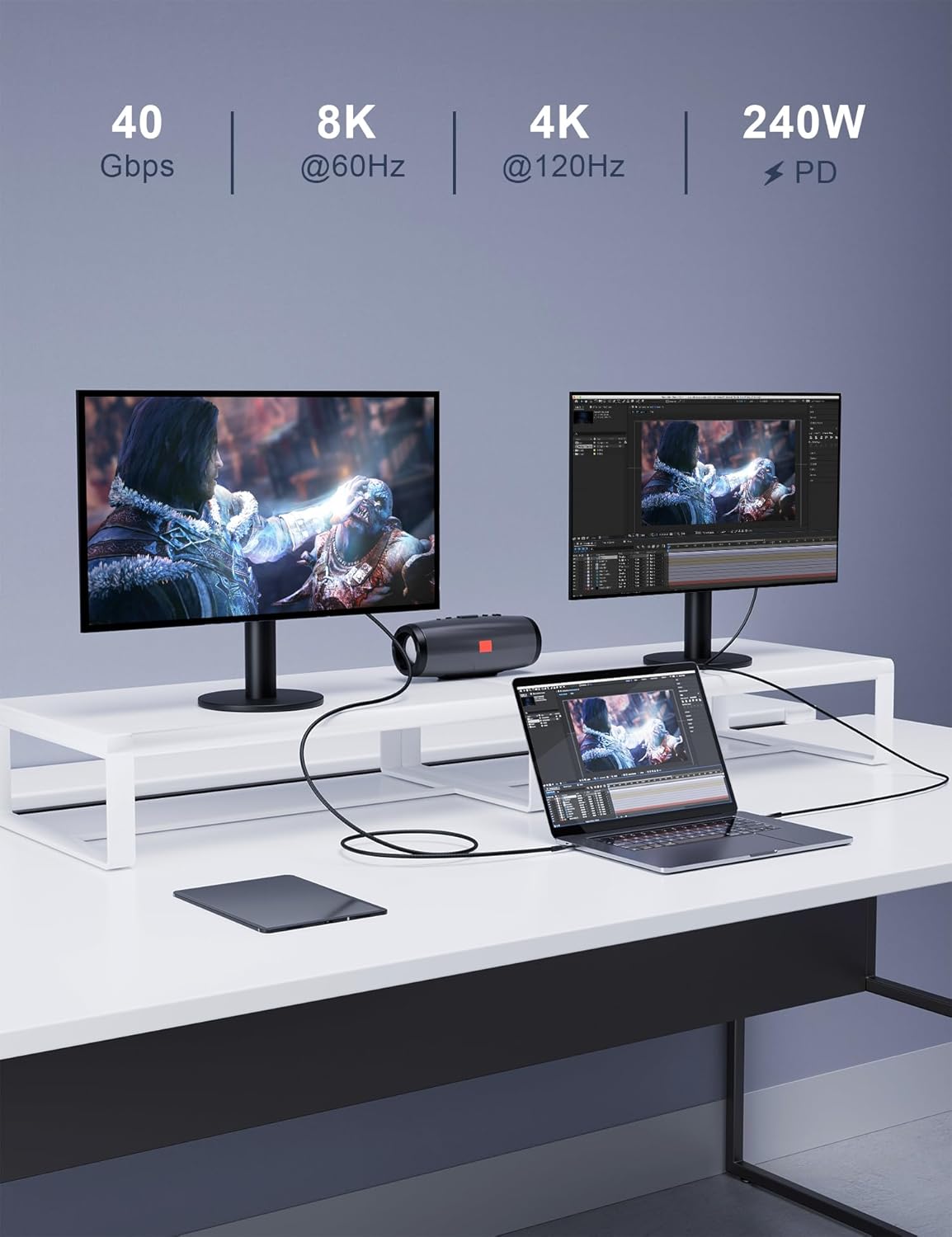 Thumbnail 3 de CAKOBLE Thunderbolt 4 Extension Cable (25cm) — 40Gbps, up to 8K@60Hz, USB-C male to female