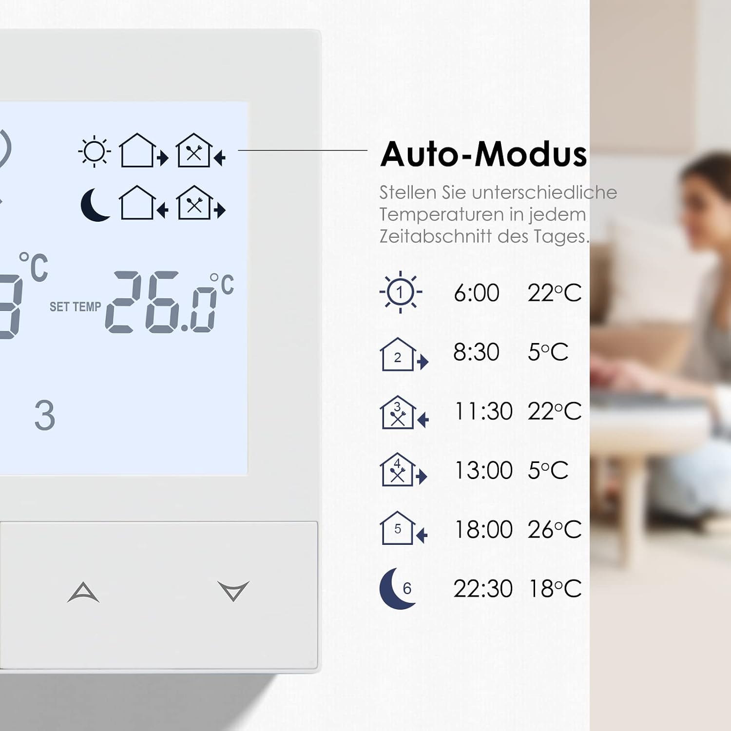 Detalle de Beok TDS72-WP Thermostat 230 V für Fußbodenheizung