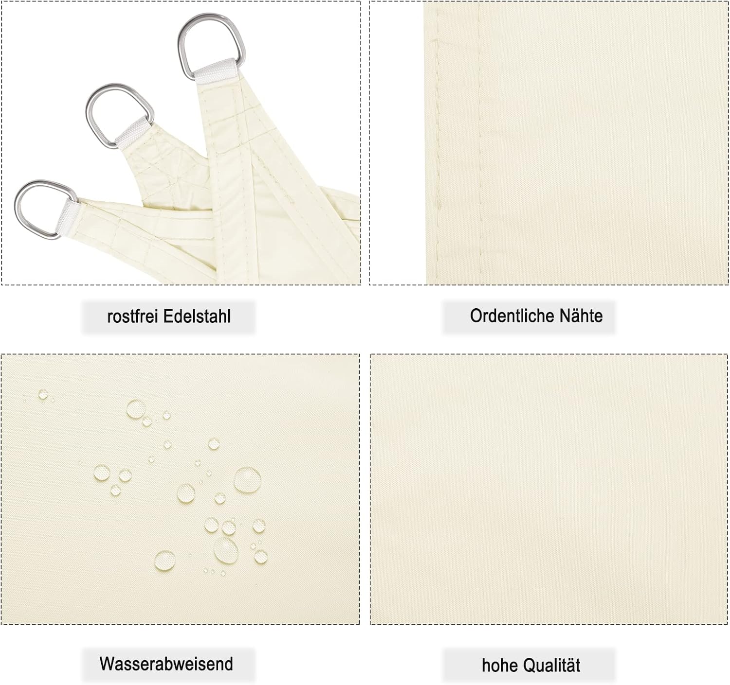 Thumbnail 2 de WOLTU voile d’ombrage triangulaire 3,6x3,6x5,1 m imperméable anti-UV (crème)