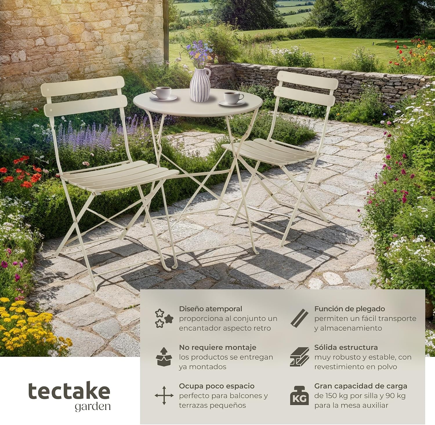 Detalle 2 de tectake® Conjunto bistró plegable para balcón