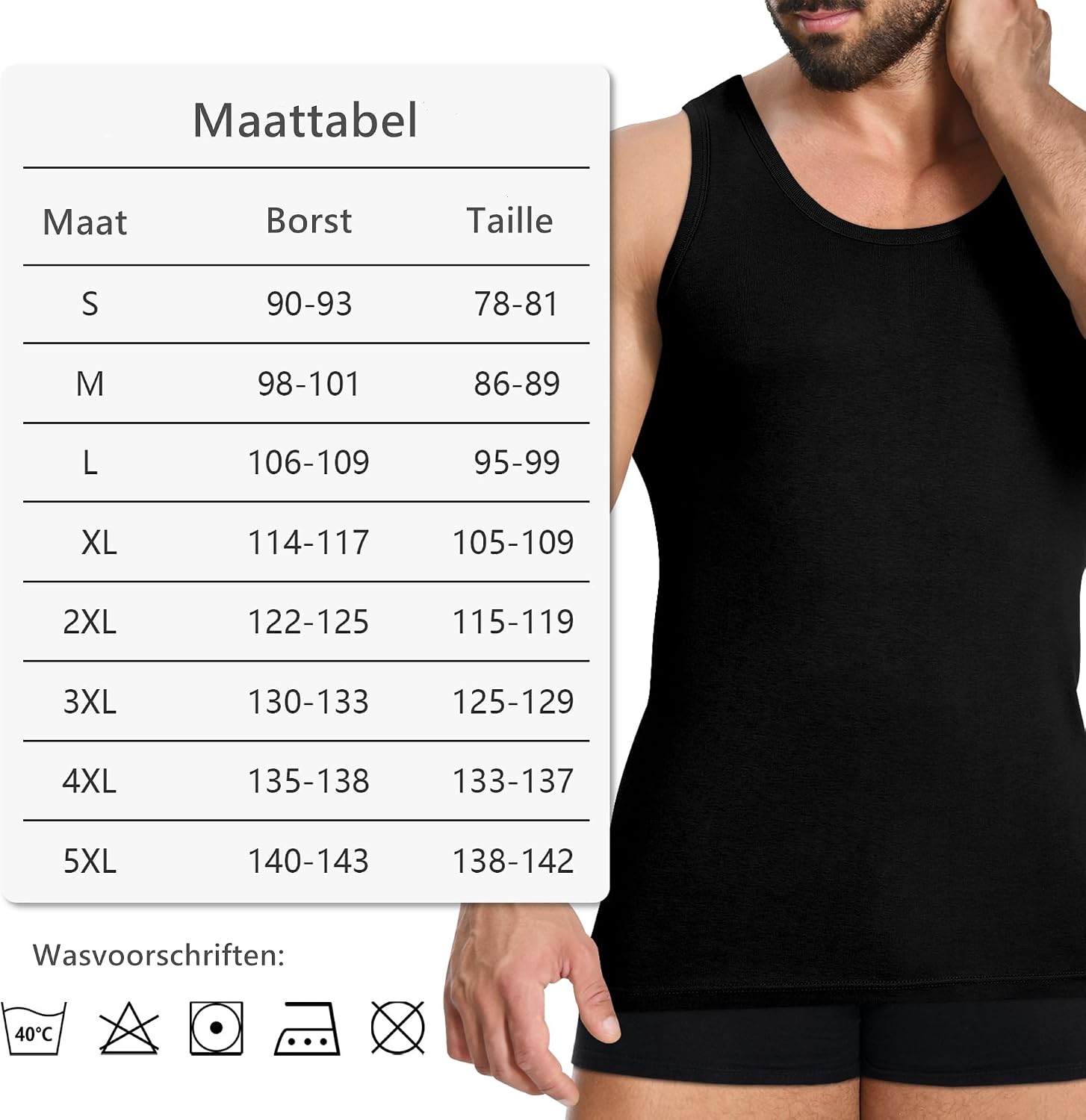Detalle 2 de YOUCHAN heren-tanktop, 3-pack naadloos onderhemd van 100% katoen