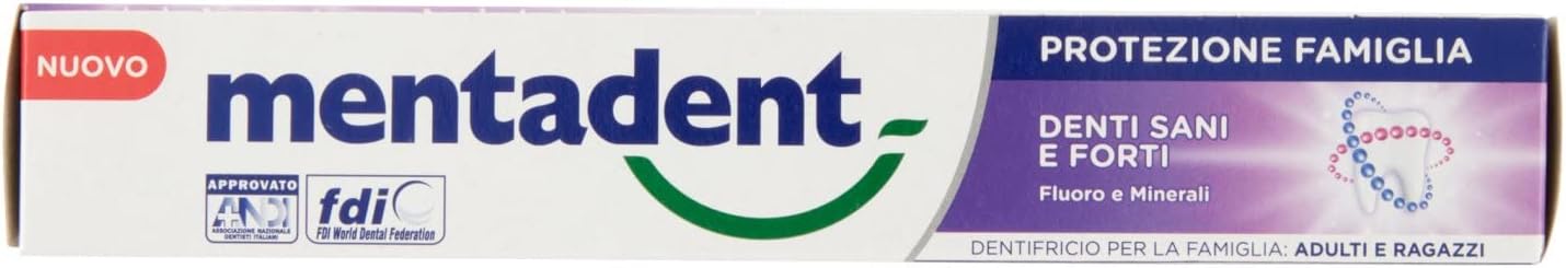 Detalle de Mentadent Protezione Famiglia Dentifricio Denti Sani e Forti 75ml – confezione da 5