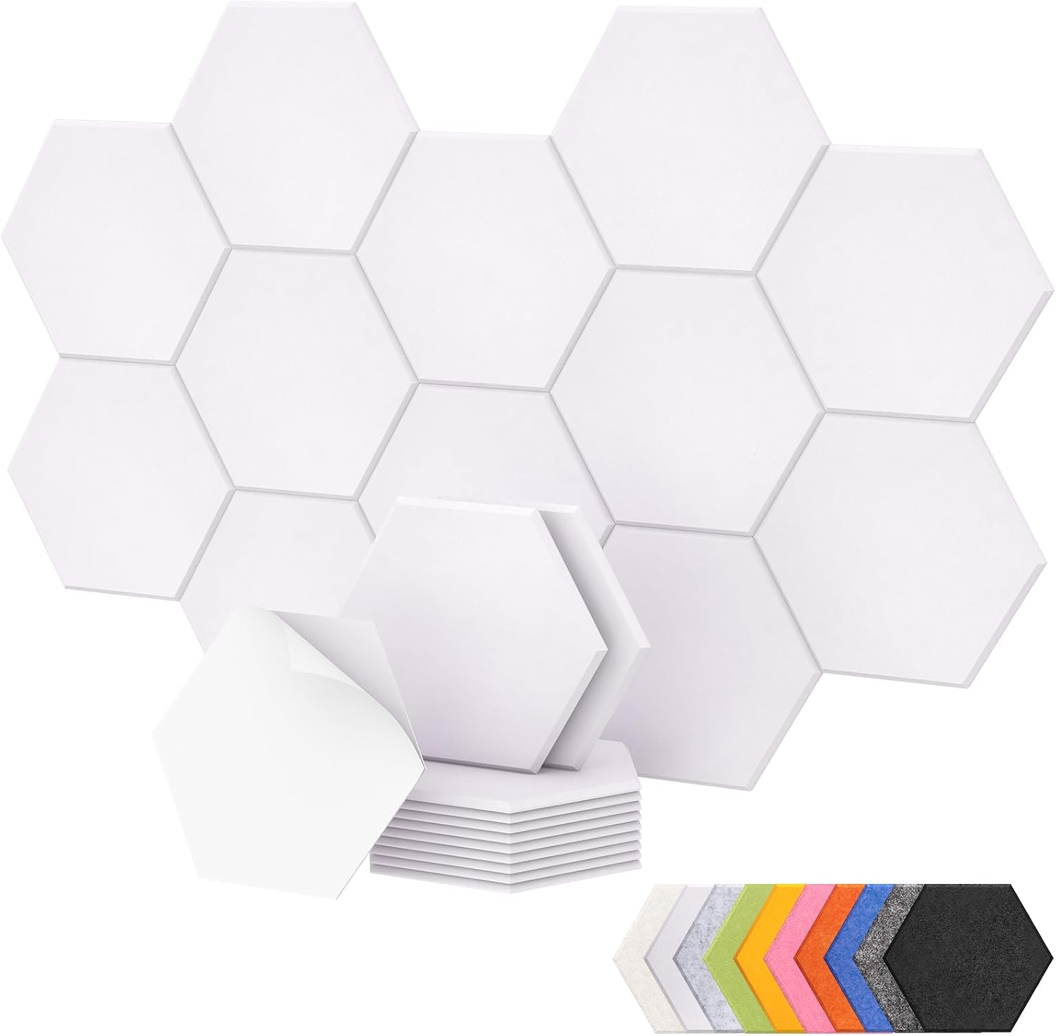 Detalle de TONOR 22163 Acoustic Wall Panels, 12-Pack, Self-Adhesive White Hexagons