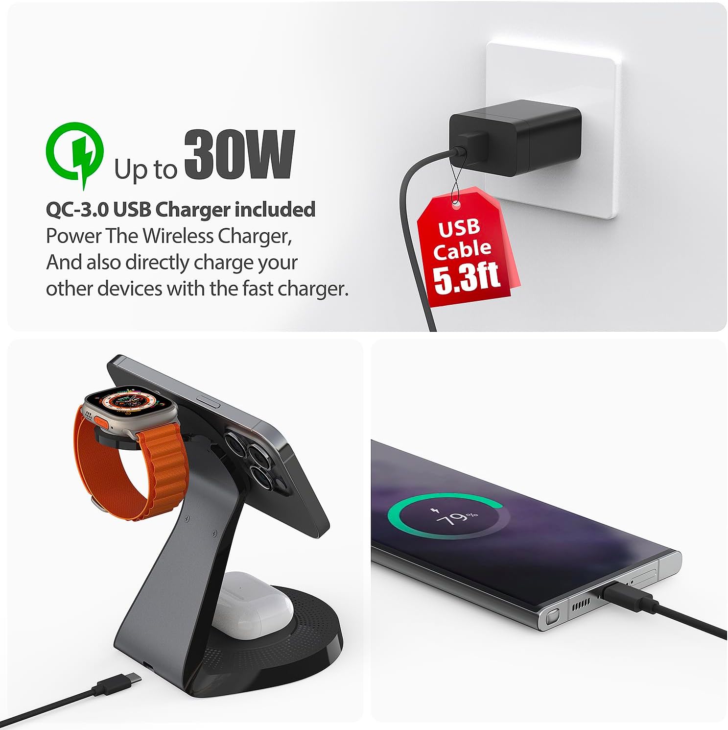 Detalle 2 de MagSafe 3‑in‑1 Charging Station for iPhone, AirPods, iWatch