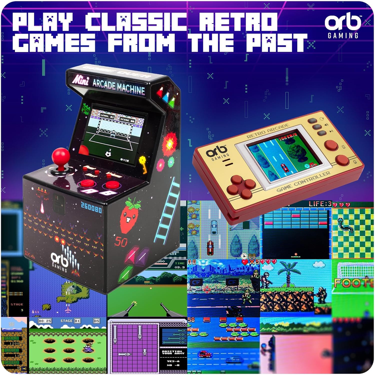 Thumbnail 2 de Orb Mini Retro Handheld Games Console & Arcade Bundle with 150 and 240 built-in games