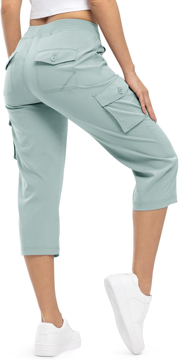 Detalle 2 de TBMPOY Women's Cargo Capris: Lightweight Quick-Dry Hiking Pants with 6 Pockets