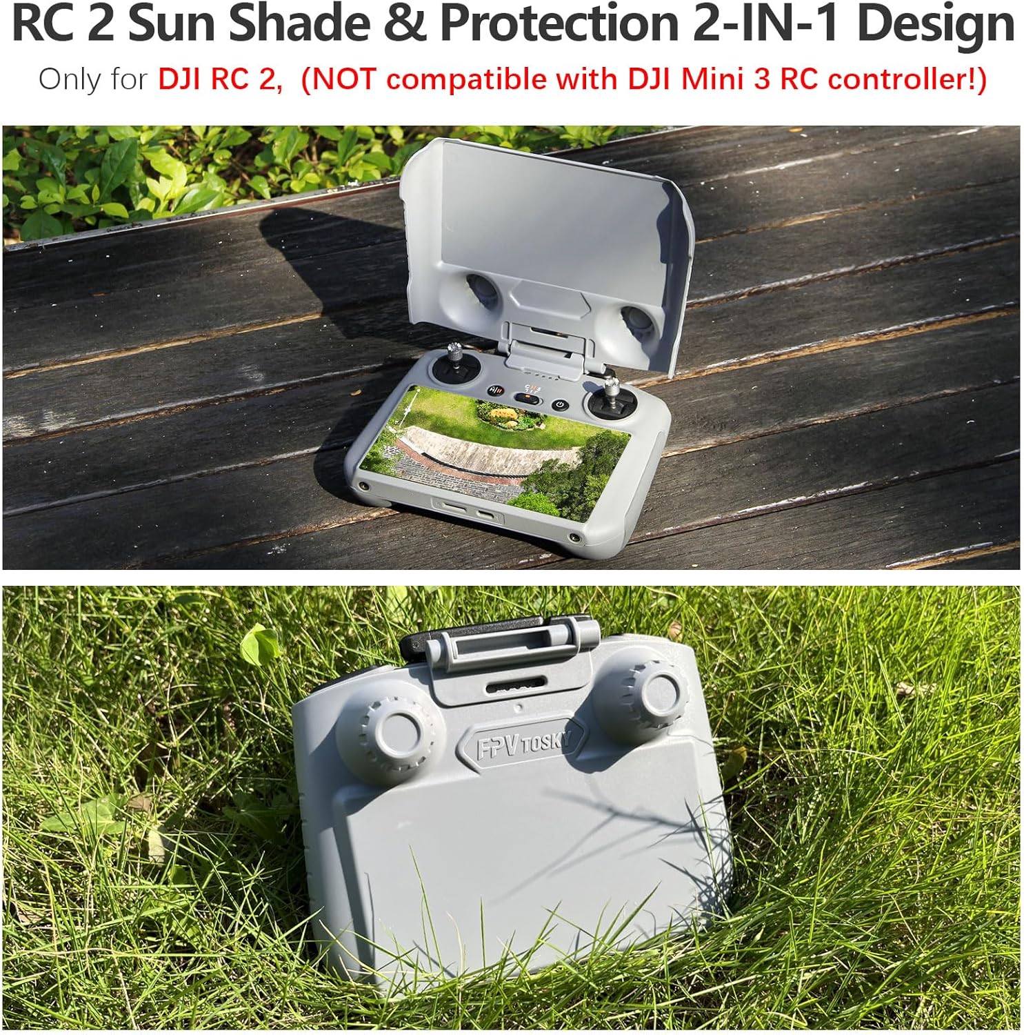 Thumbnail 1 de FPVtosky Lito X1/Mini 5/4 Pro RC-2 Paraluce 3-in-1 con protezioni e cordicelle per DJI RC 2