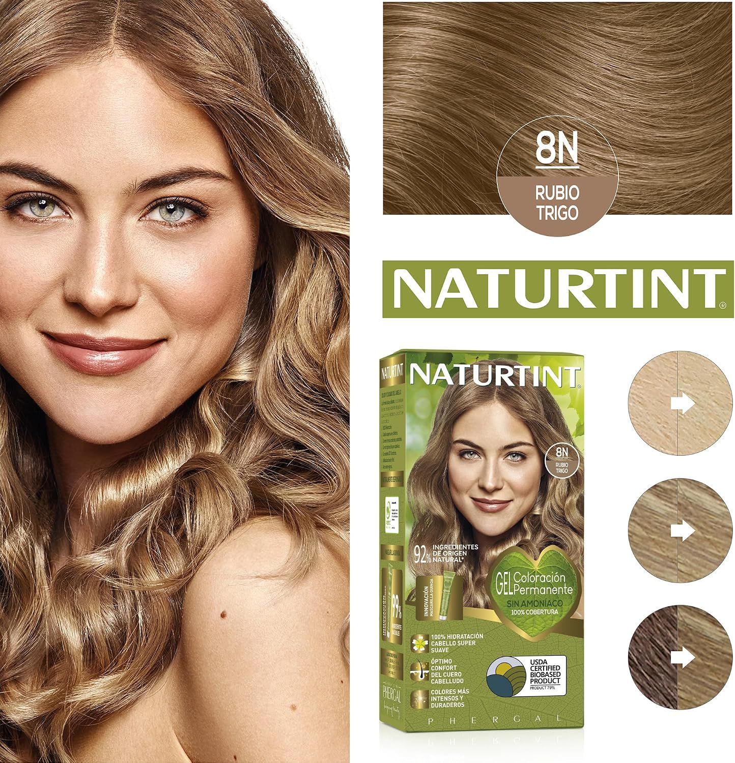 Detalle 2 de NATURTINT Biobased Rubio Trigo 8N 🌿 Tinte Natural y Duradero