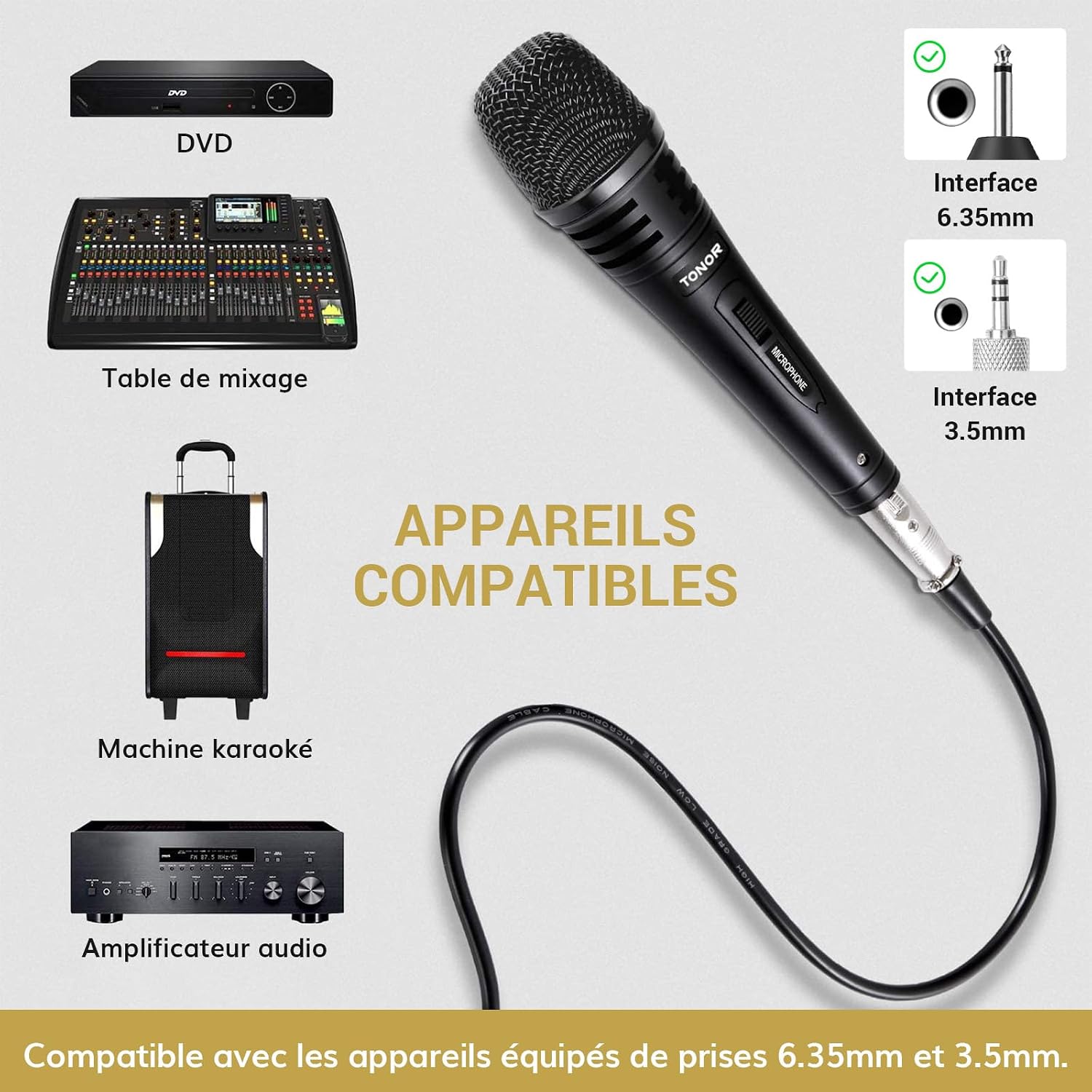 Thumbnail 1 de TONOR K1+ dynamische karaokemicrofoon met XLR-kabel en verstelbare standaard