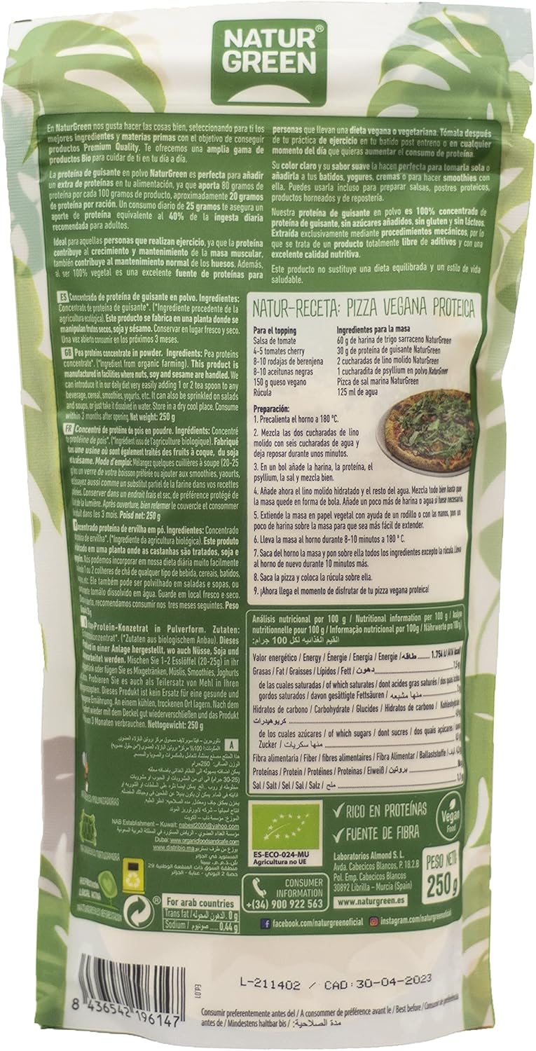 Thumbnail 1 de NaturGreen Proteína de Guisante BIO Vegana 🌱 250 g