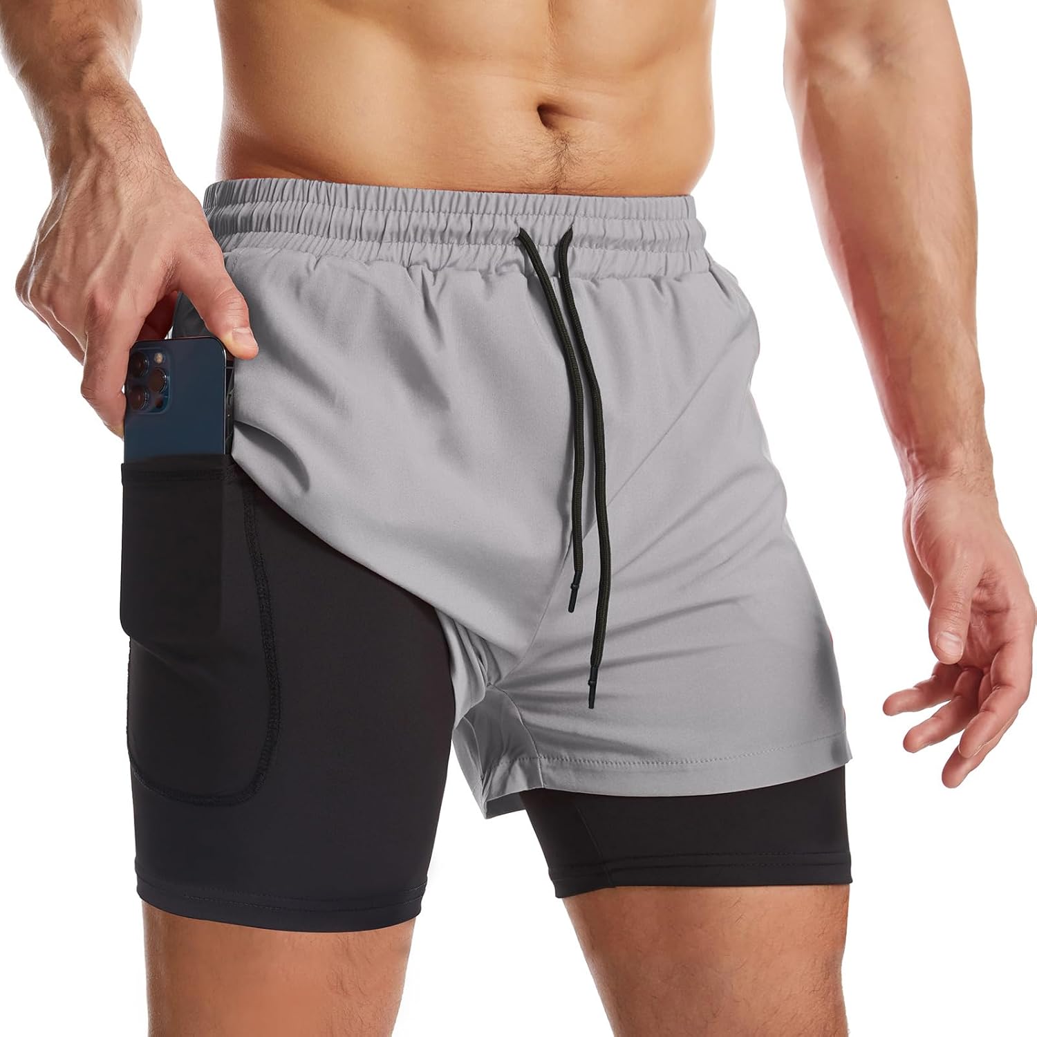 Surenow Mens 2-in-1 Running Shorts with Liner