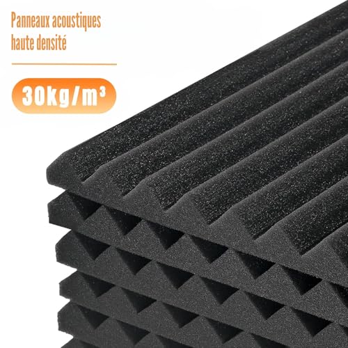 Detalle de Lot de 48 panneaux acoustiques Saiqiang 30 x 30 x 2,5 cm — mousse acoustique haute densité