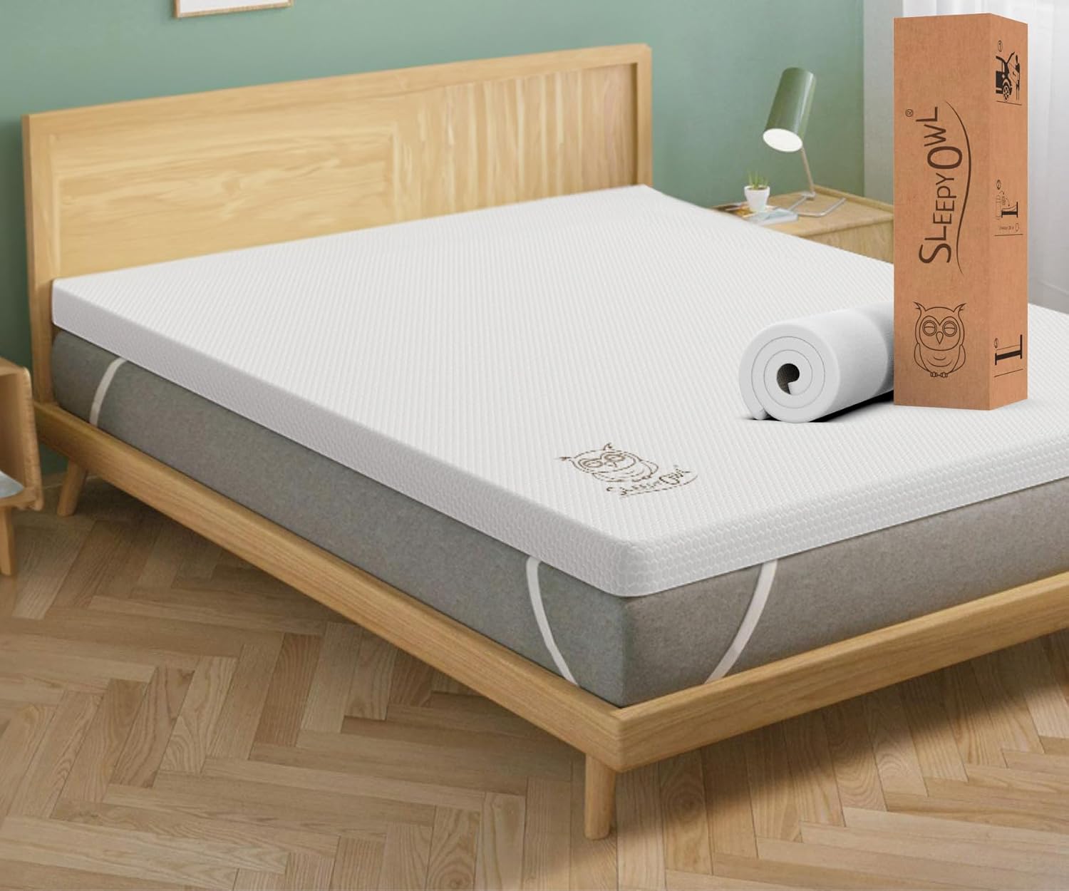 Thumbnail 6 de Sleepy Owl 4 Inch Memory Foam Mattress Topper for King Beds (150x200 cm) with Gel-Infused Dual-Layer Support