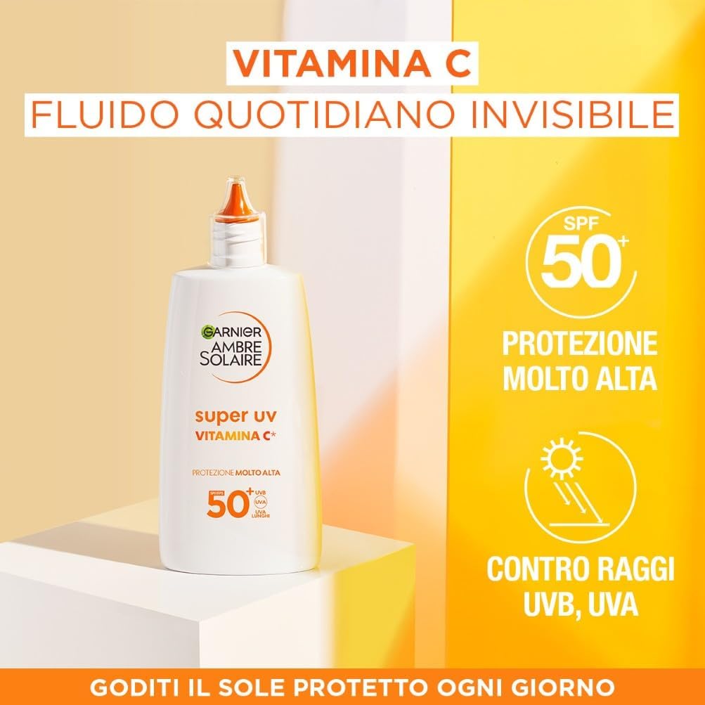 Thumbnail 6 de Garnier Ambre Solaire Super UV Fluido Viso Anti Macchie SPF 50+ con vitamina Cg, effetto invisibile