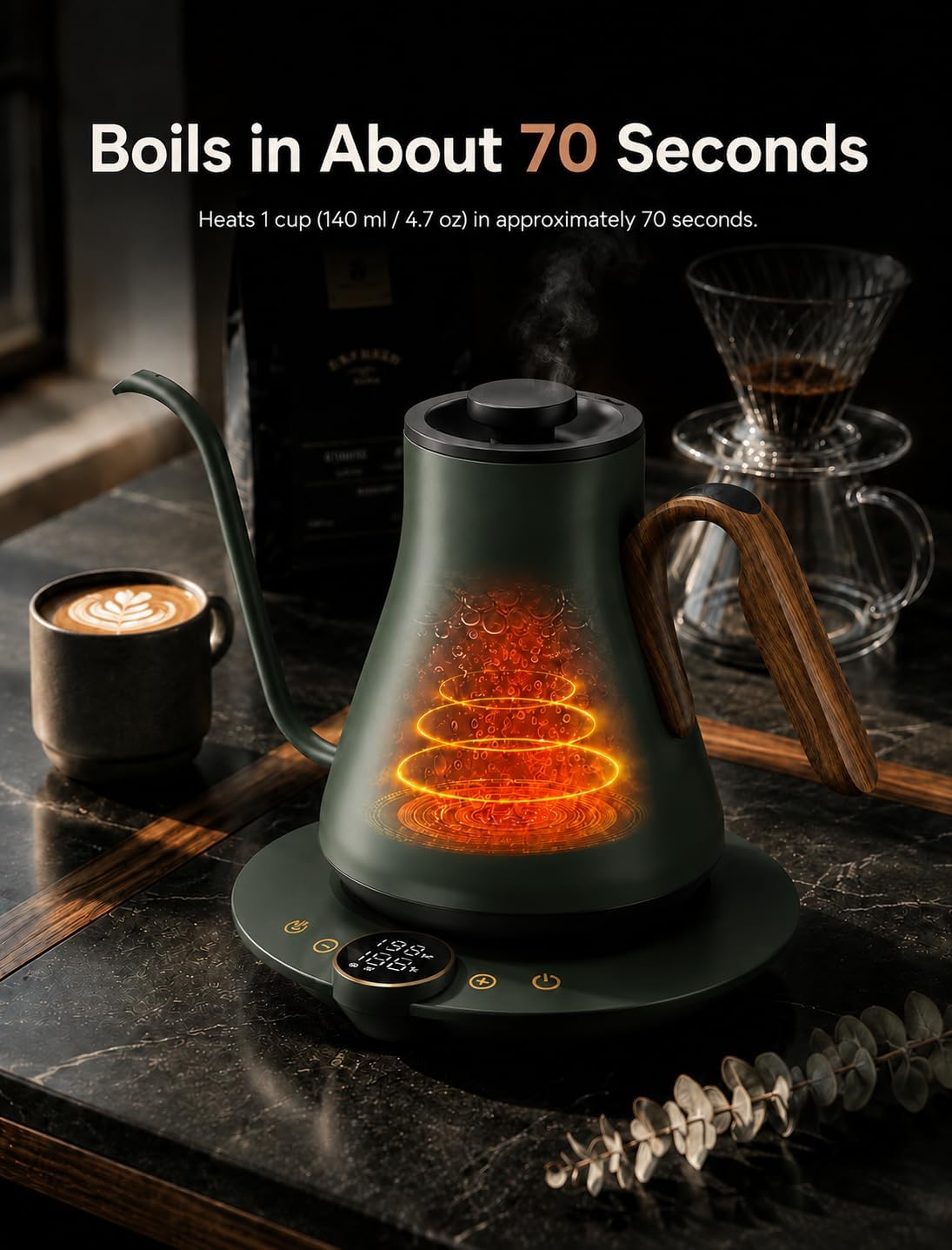 Thumbnail 4 de Cocinare Gooseneck Electric Kettle with ±1°F Precision, 0.9L, 1500W