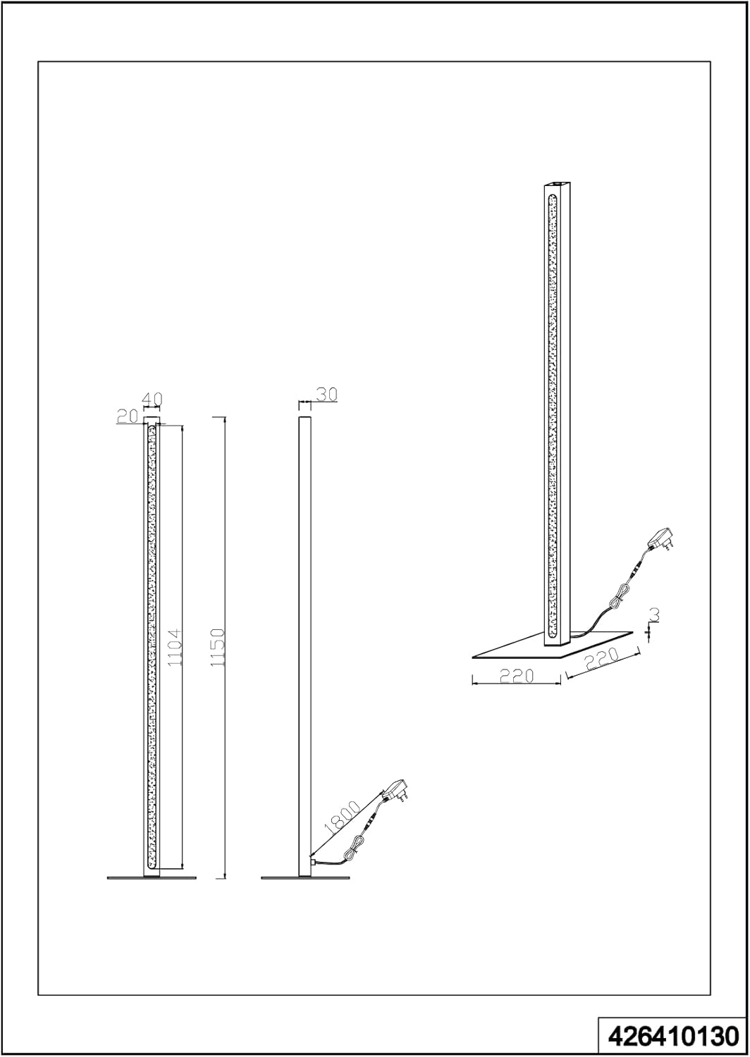 Thumbnail 5 de Trio, Lampadaire Bellari 1xLED — éclairage chic en bois de chêne et socle noir