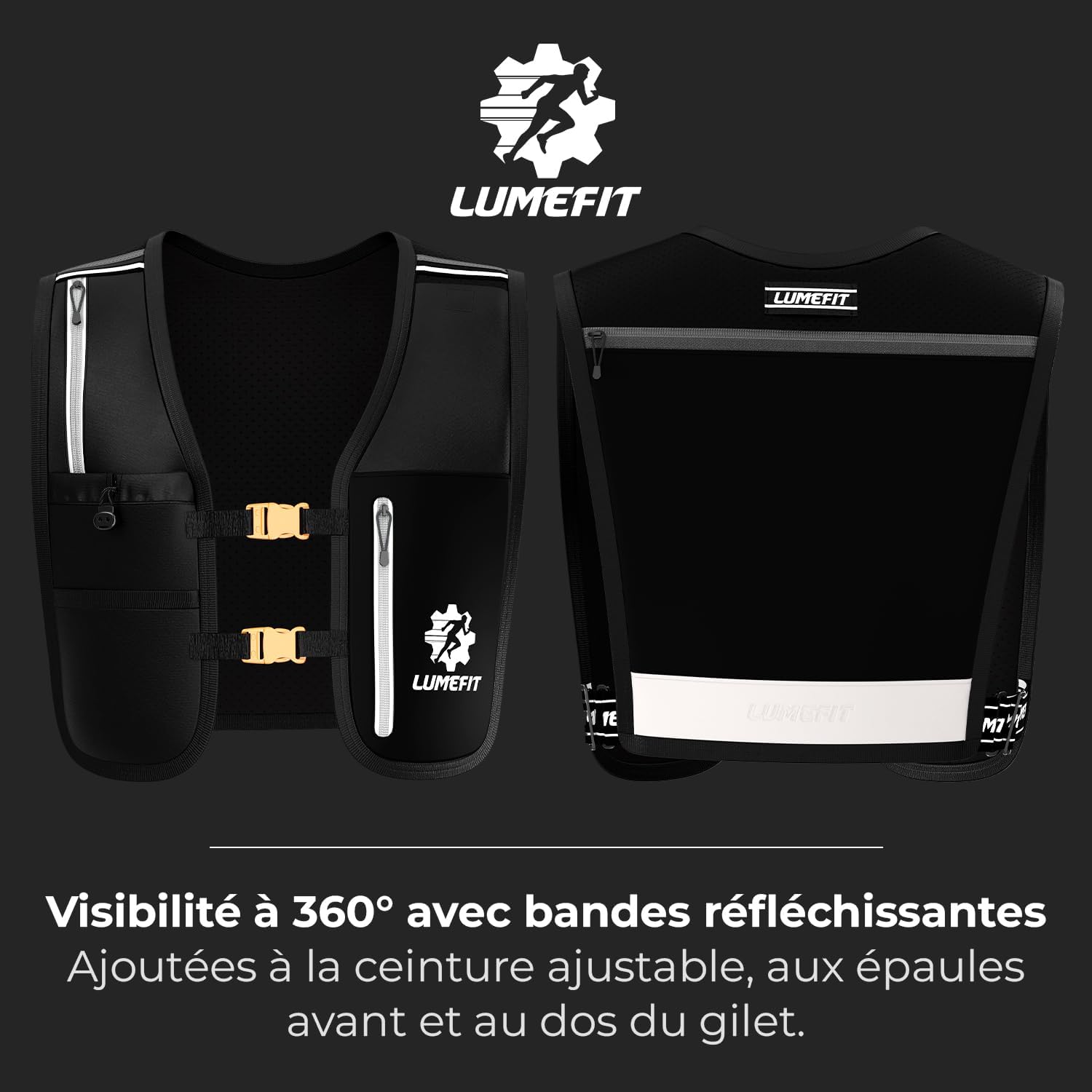 Detalle 2 de LUMEFIT Gilet Running Réfléchissant 500 ml