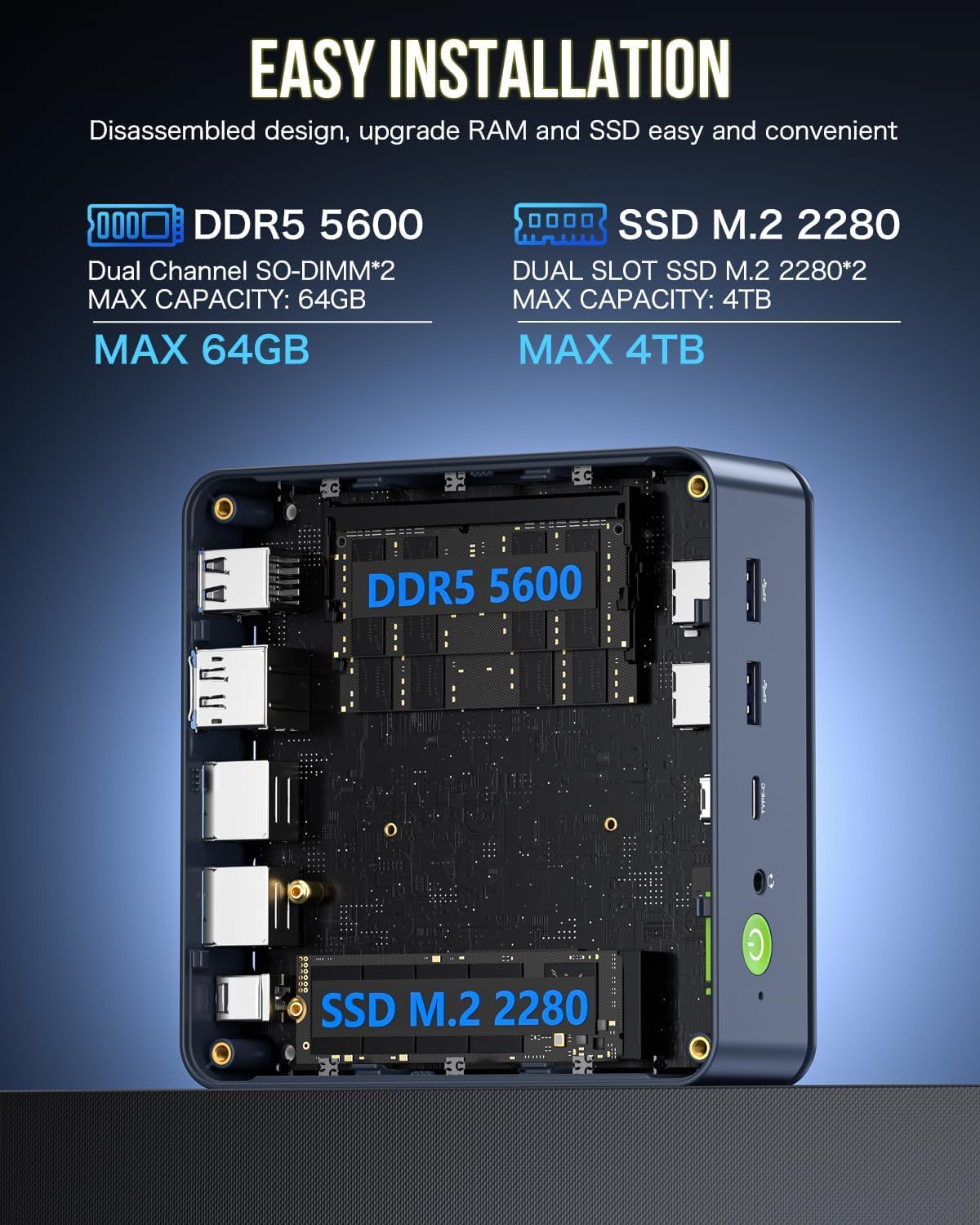 Detalle 2 de GMKtec K6 Mini PC Gaming 💻 AMD Ryzen 7 7840HS