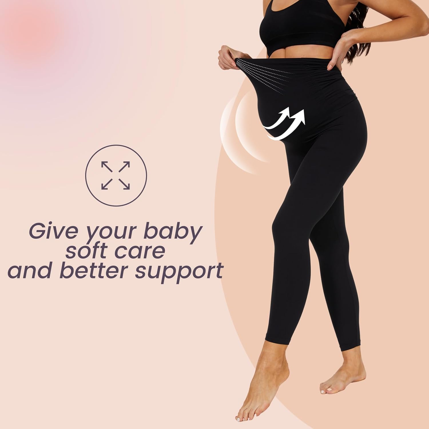 Thumbnail 4 de AMIYOYO maternity over-bump leggings (high waisted, stretchy belly support) for yoga, workouts and everyday wear