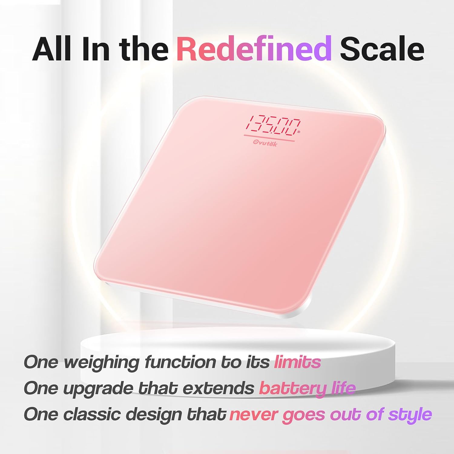 Thumbnail 1 de Ovutek Pink Bathroom Scale: High-Accuracy Digital Weighing With Durable Tempered Glass