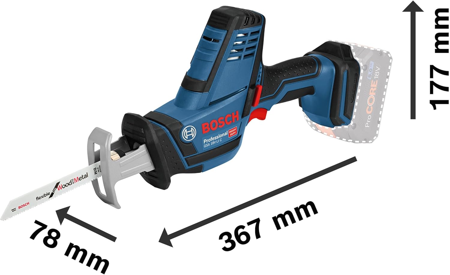 Thumbnail 1 de Bosch Professional 18V System scie sabre sans-fil GSA 18 V-LI avec 2 lames (bois/métal) et L-BOXX