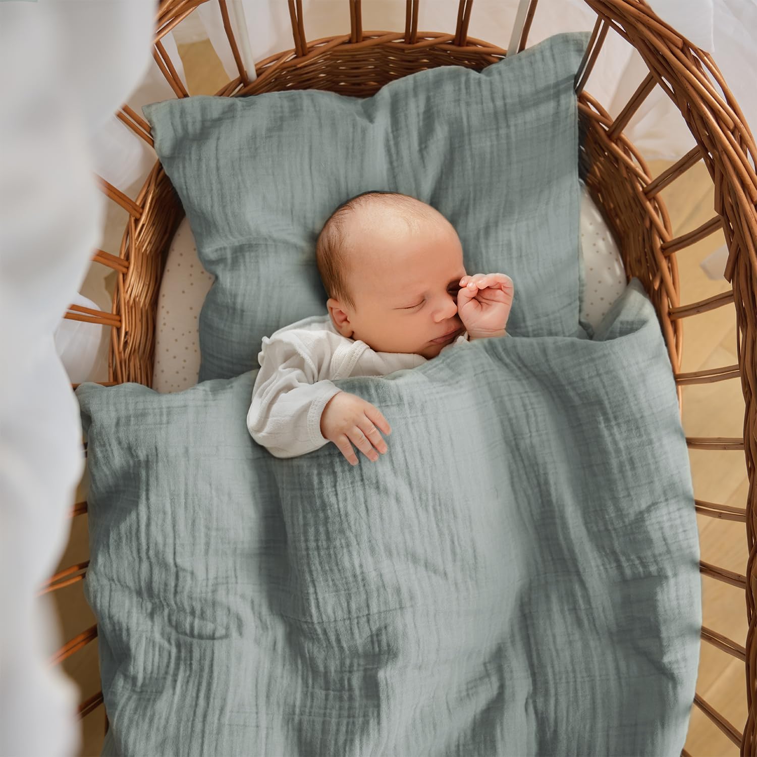 Thumbnail 5 de Laleni copripiumino lettino neonato 80x80 cm con sbarre + federa 35x40 cm in cotone con certificazione OEKO-TEX, blu