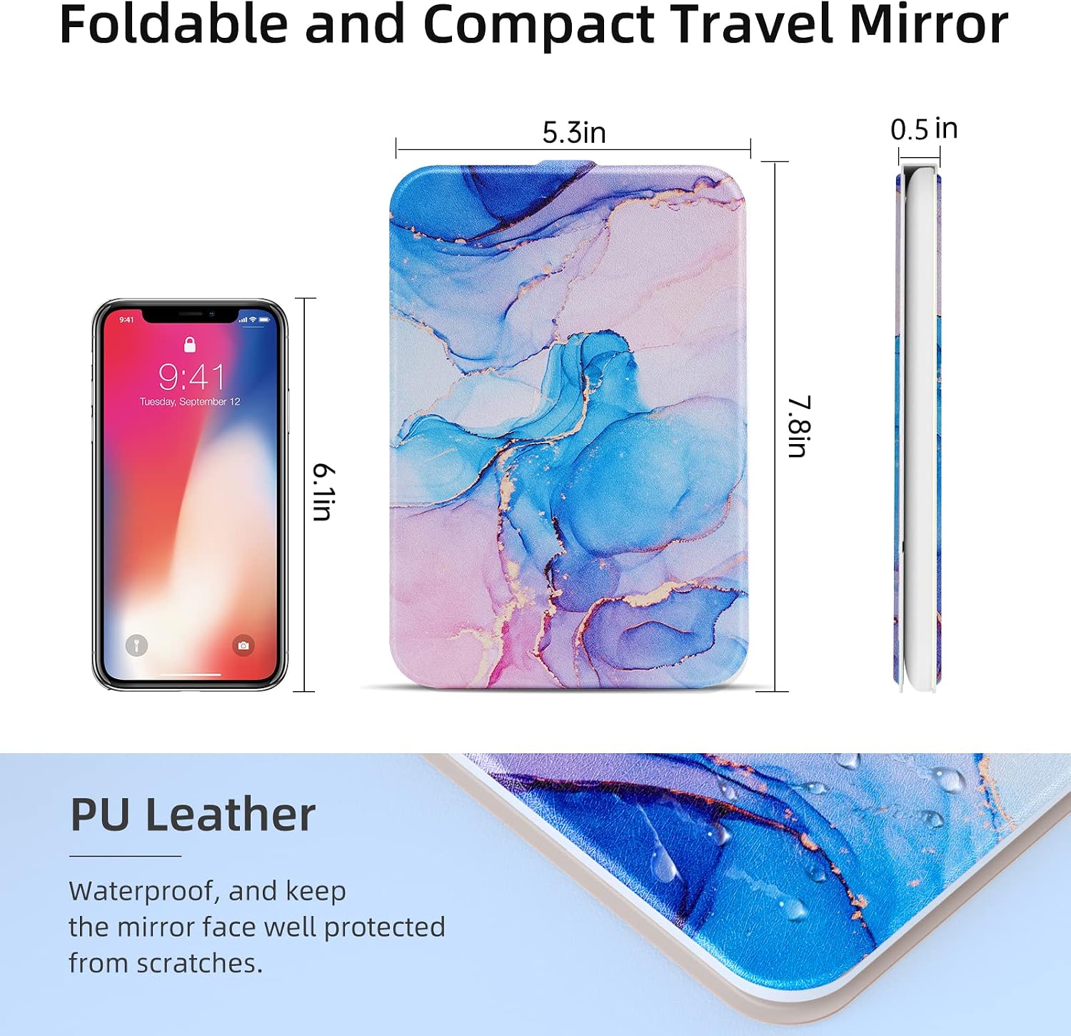 Detalle 2 de FUNTOUCH Lighted Makeup Mirror with PU Leather Cover