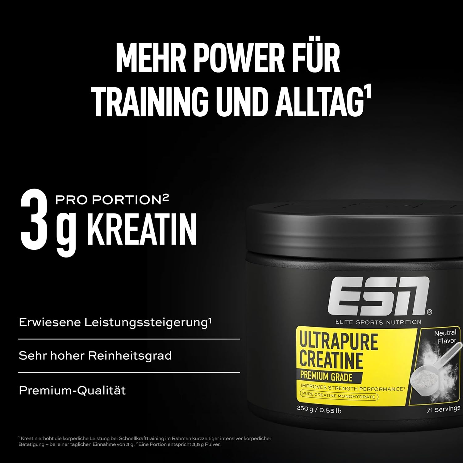 Detalle de ESN Ultrapure Creatine Monohydrate – mikrofeines Monohydrat, 250 g