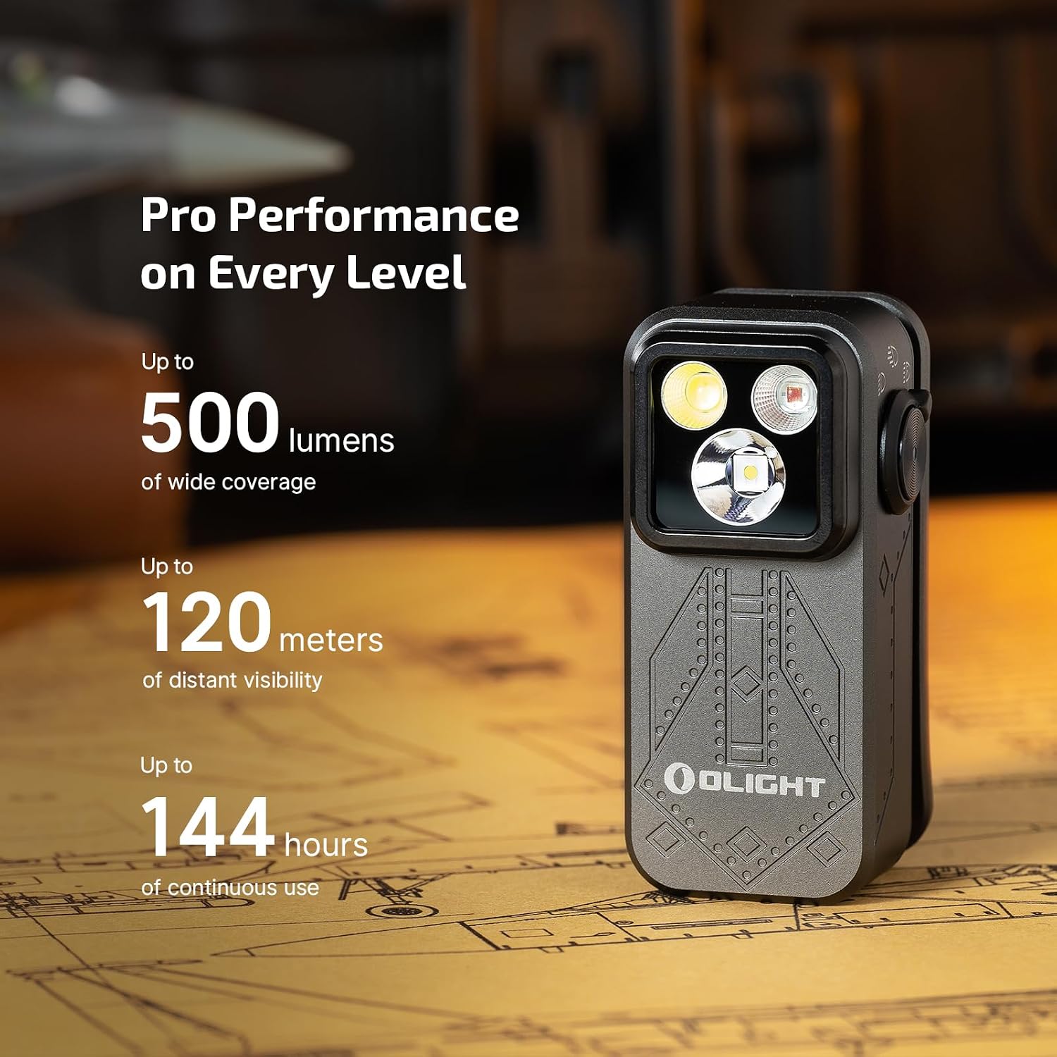 Detalle 2 de Olight Oclip Pro EDC Clip-on Torch (500 Lumens, USB-C rechargeable) with magnetic base and 3 light modes