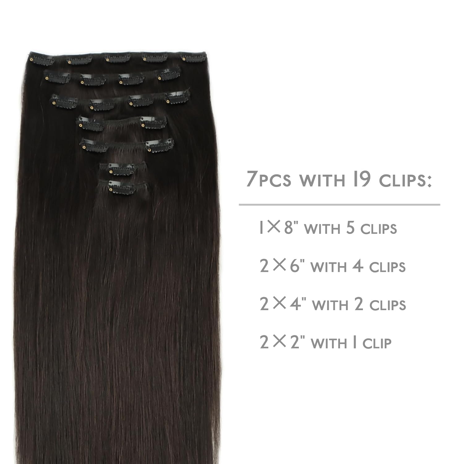 Thumbnail 1 de Wennalife Clip-in Echthaar-Extensions (45 cm, Dunkelbraun) – 7er Set