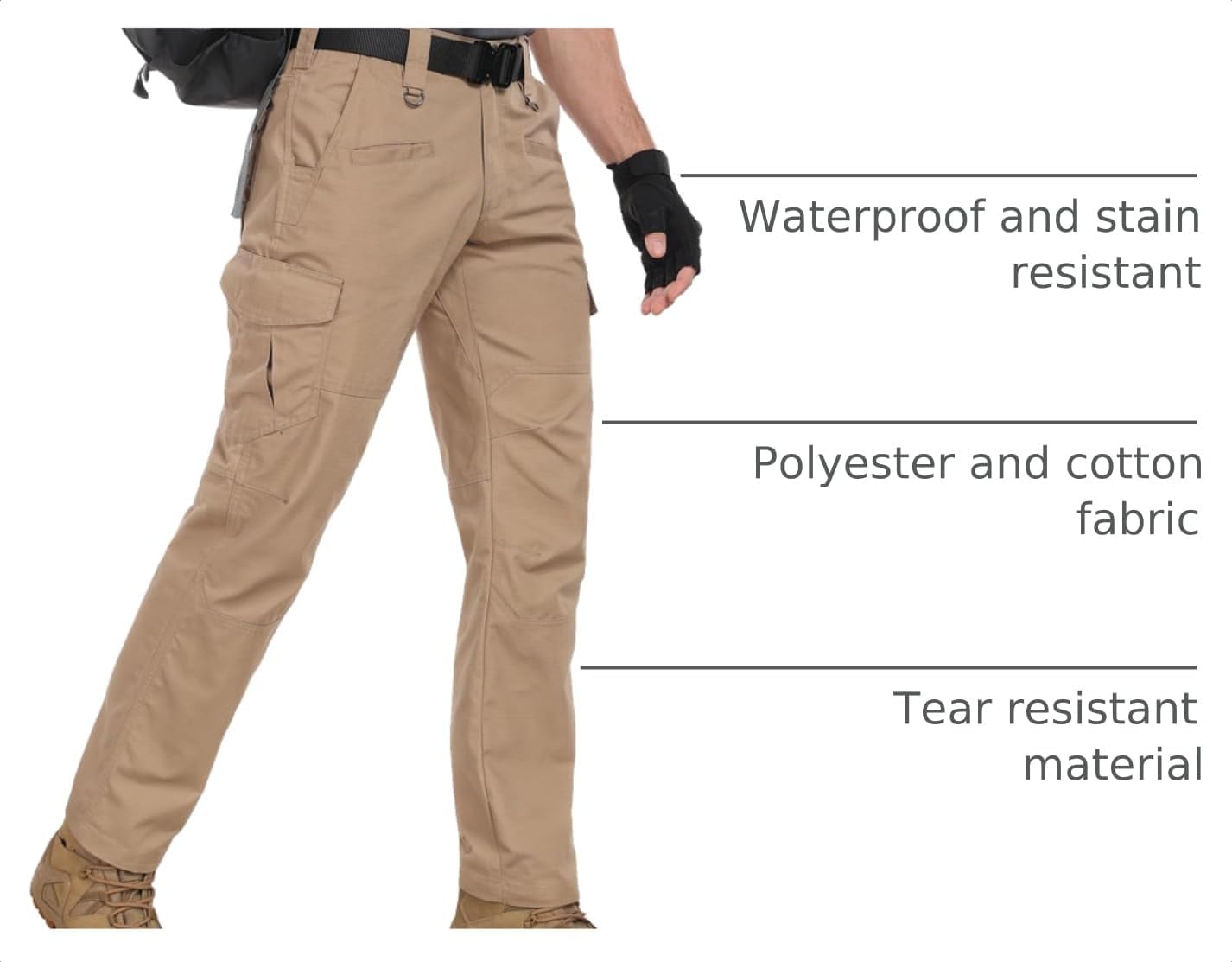 Detalle de Zoofly Men's Cargo Pants, Ripstop Water-Resistant Tactical Work Pants
