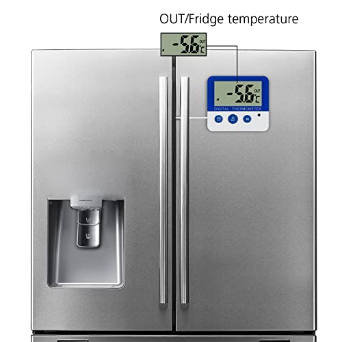 Detalle de Gellvann Digital Freezer/Fridge Thermometer with Magnet and Stander – LED Alarm Indicator