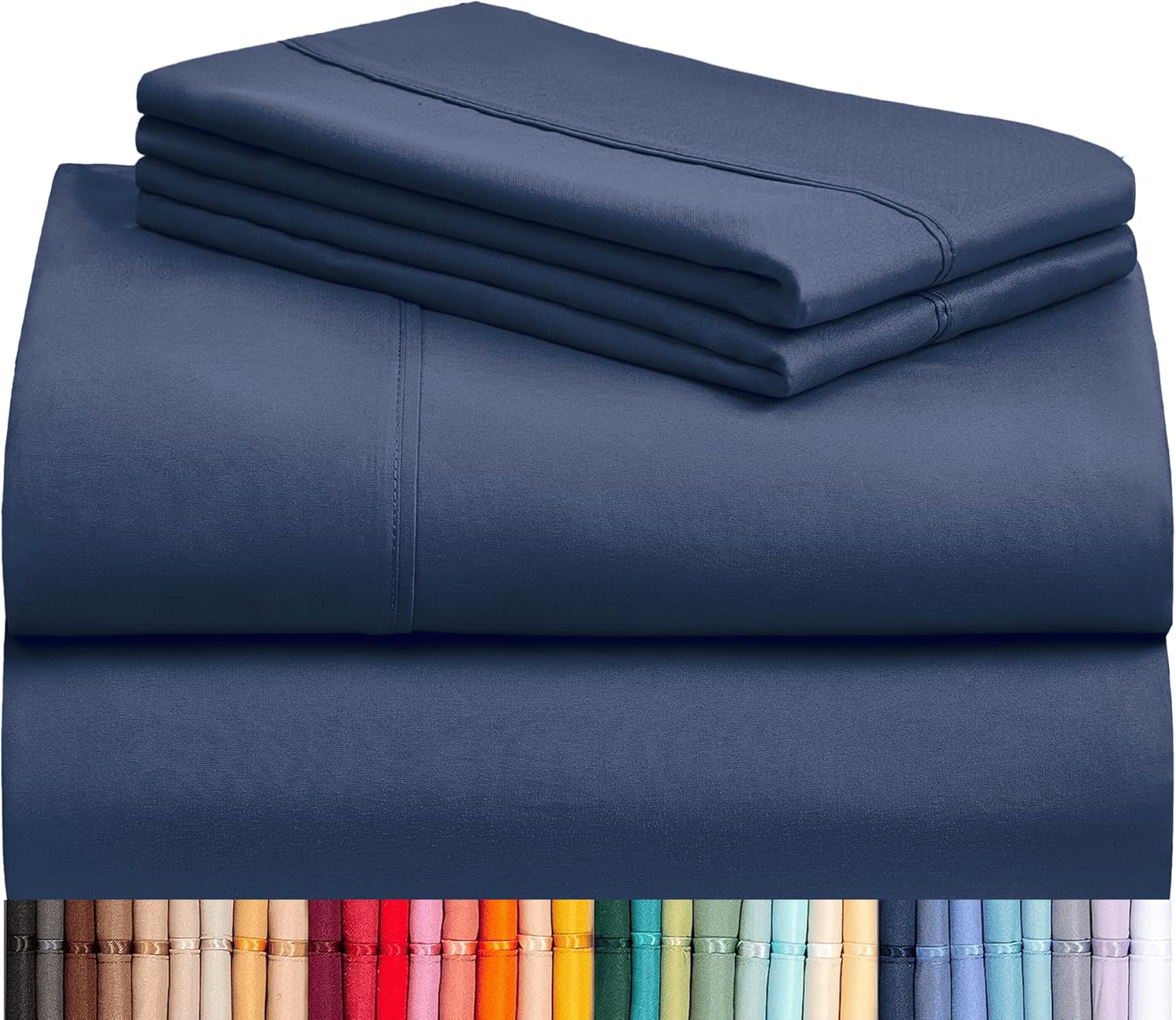 Detalle de LuxClub 4 PC Queen Sheet Set — Breathable, Deep Pocket, Wrinkle-Free Microfiber Luxury