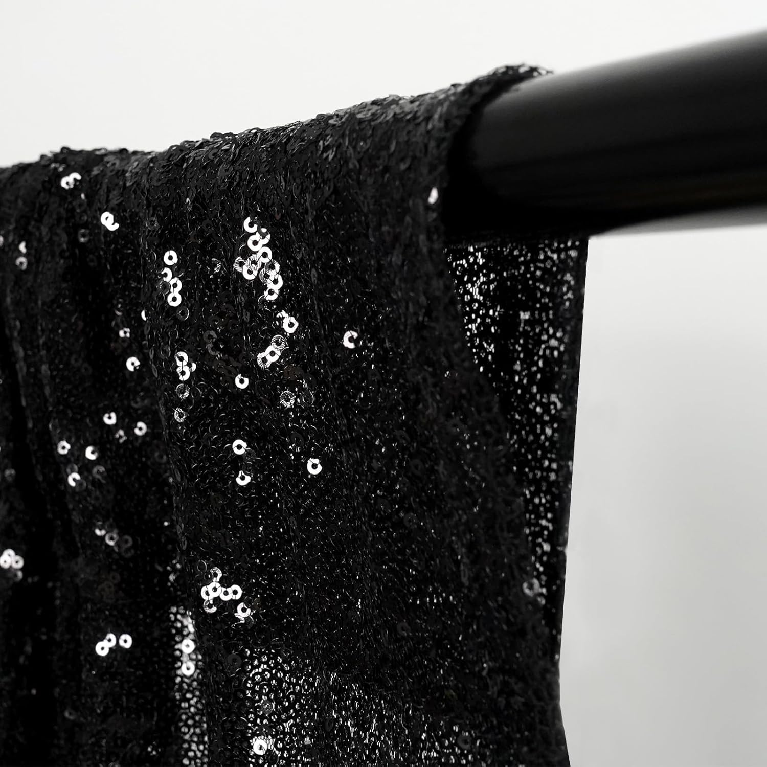 Detalle de 2Pieces Sequin Backdrop 2ft x 8ft (60 x 243 cm) – Black, Shiny Seamless Photo Booth Curtain