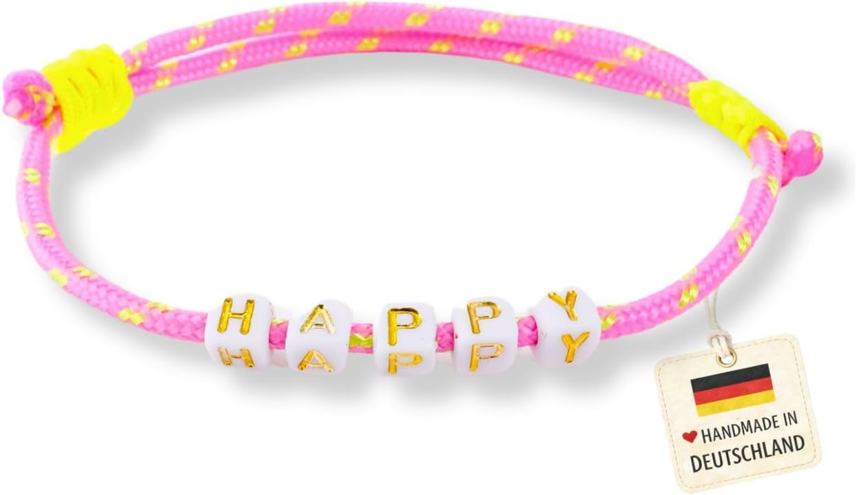 Thumbnail 2 de happymaker Segeltau Armband Damen – Bunter Schmuck mit echter Süßwasserperle, pink neon Knoten, größenverstellbar, wasserfest, handmade